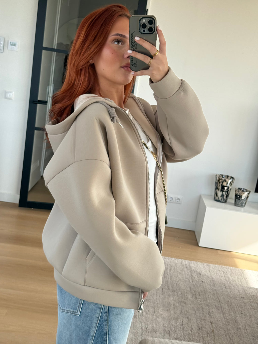 SCUBA ZIP UP TAUPE