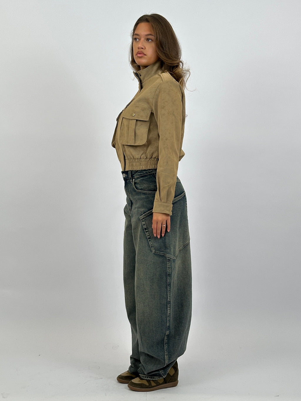 SUÈDE LOOK BOMBER JACKET BEIGE