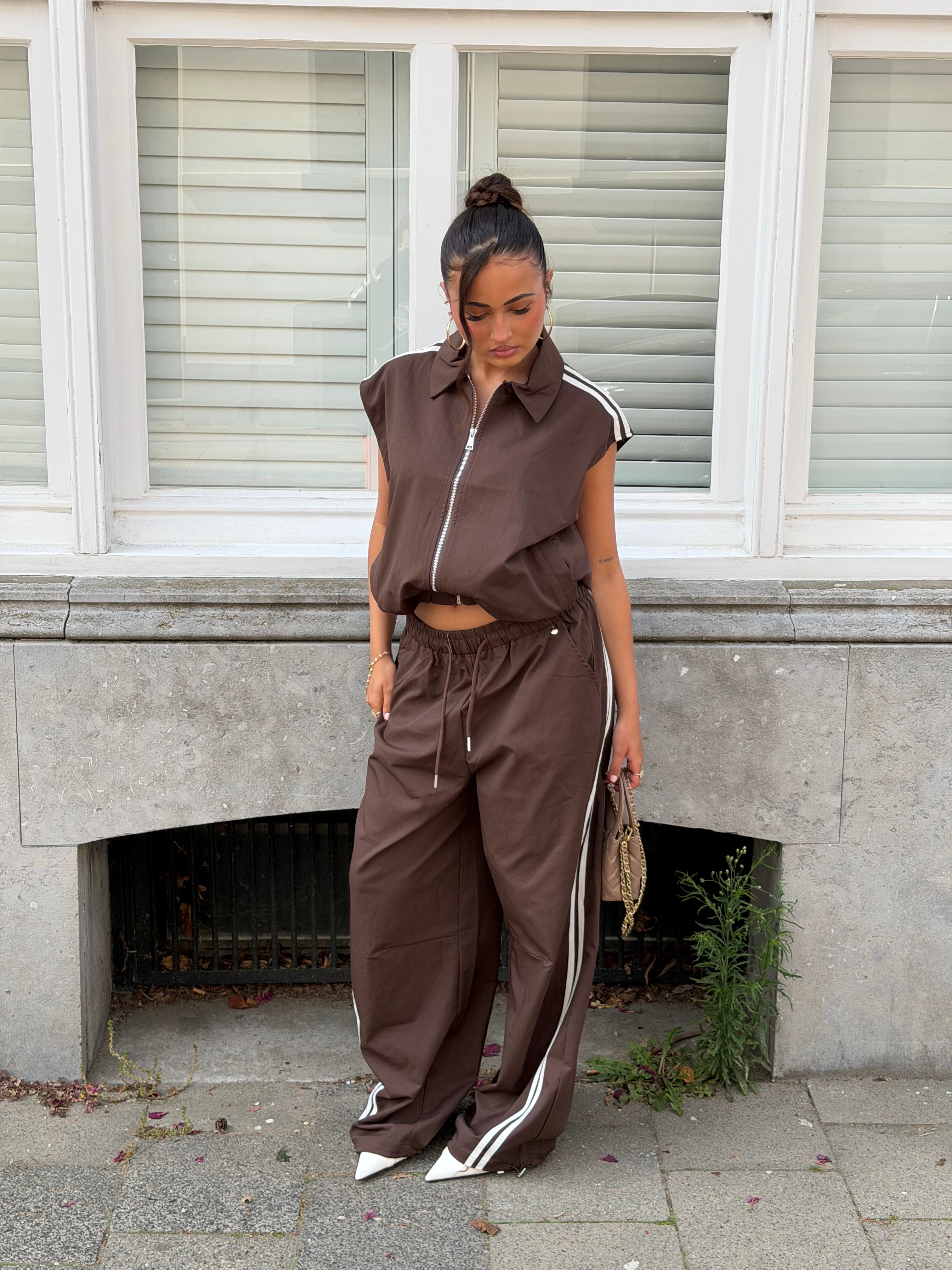 GINA STRIPE GILET CHOCO