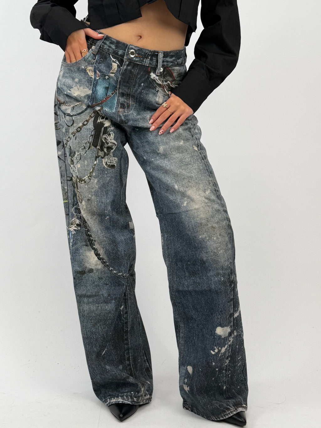 SPECIAL EDITION CHAIN JEANS BLUE/RED