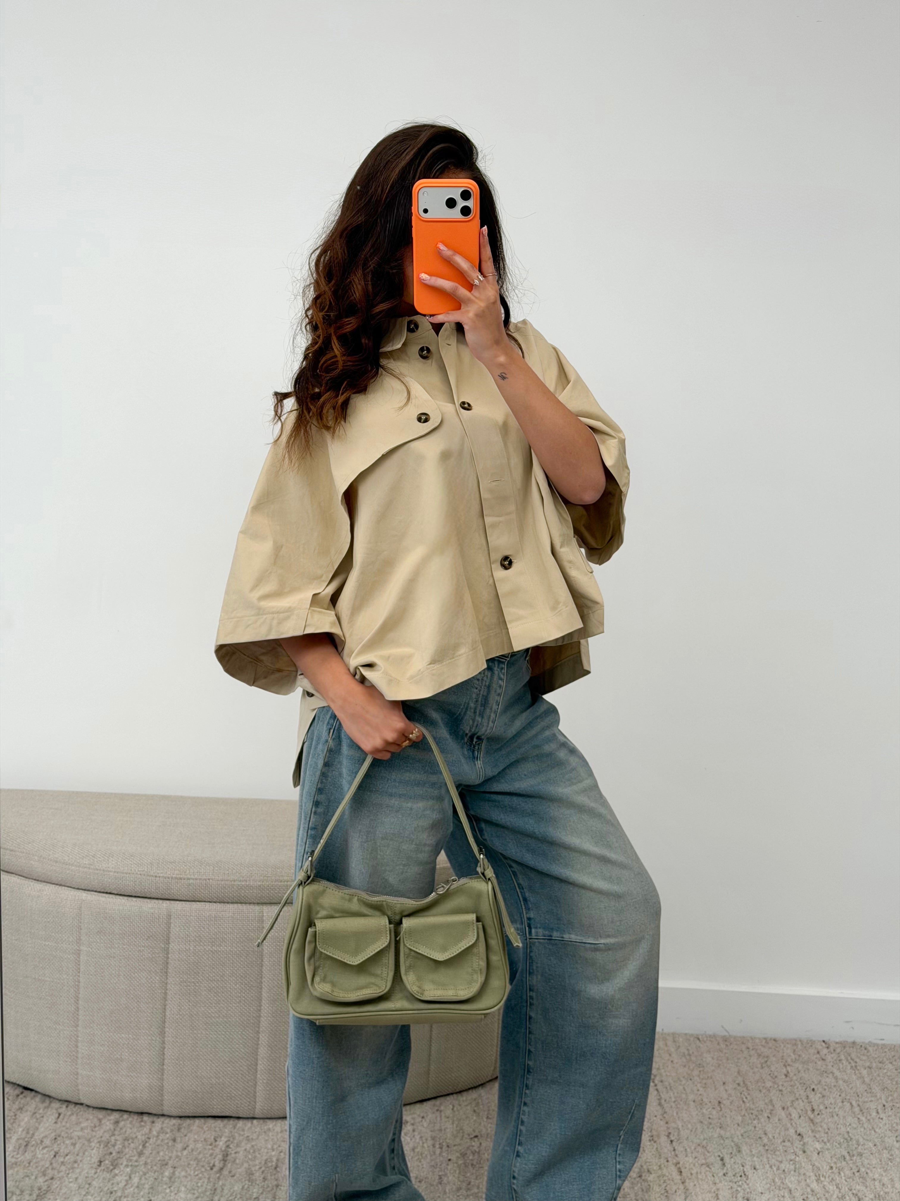 CROPPED TRENCH COAT BEIGE