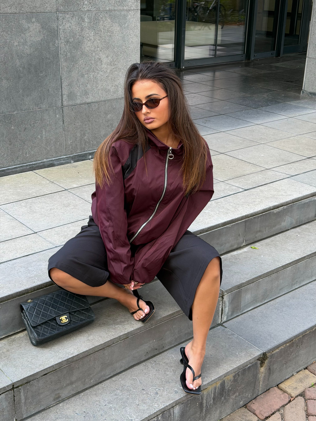 TWO TONE WINDBREAKER JACKET BORDEAUX