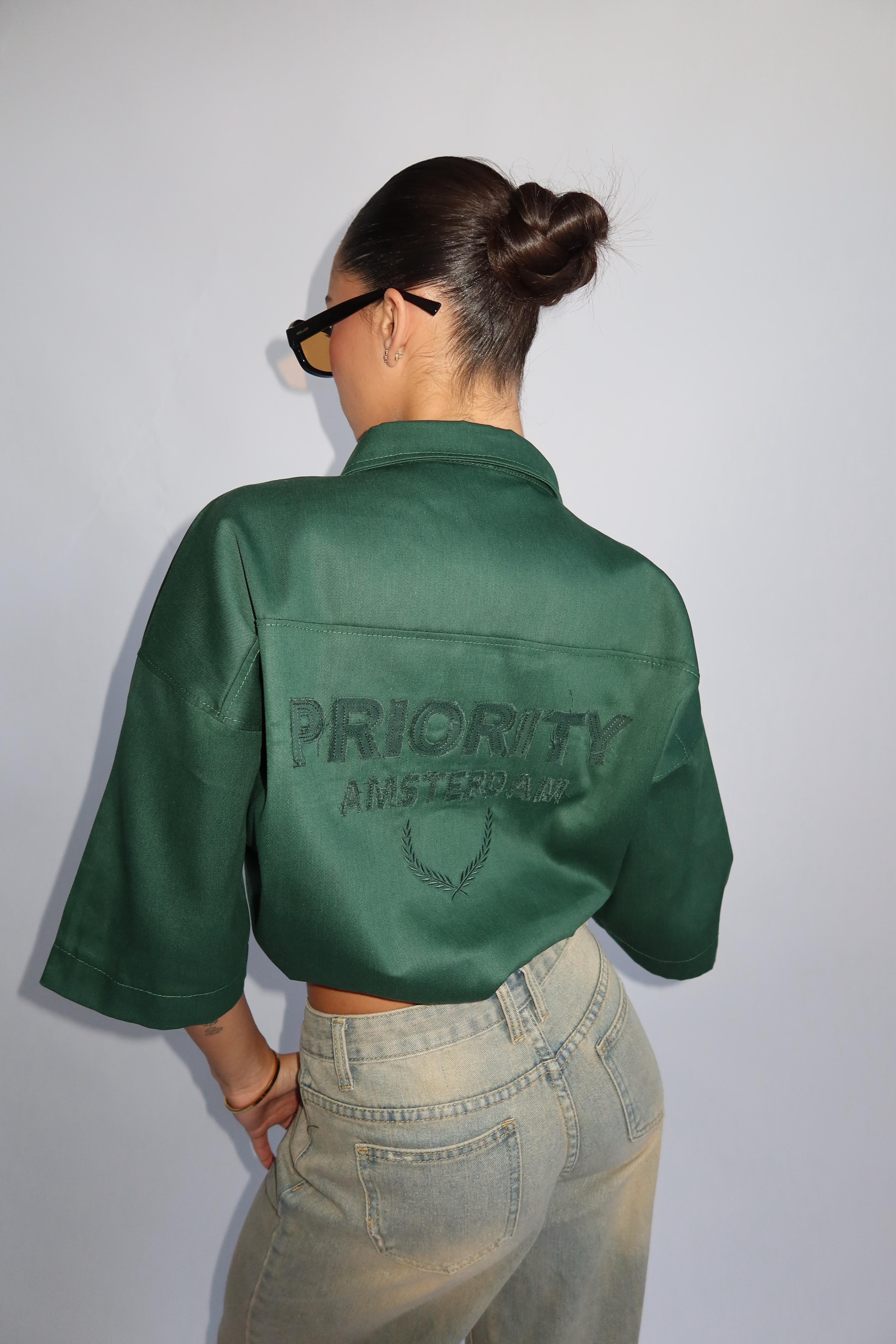 PRIORITY AMSTERDAM BOYFRIEND BLOUSE ALL GREEN