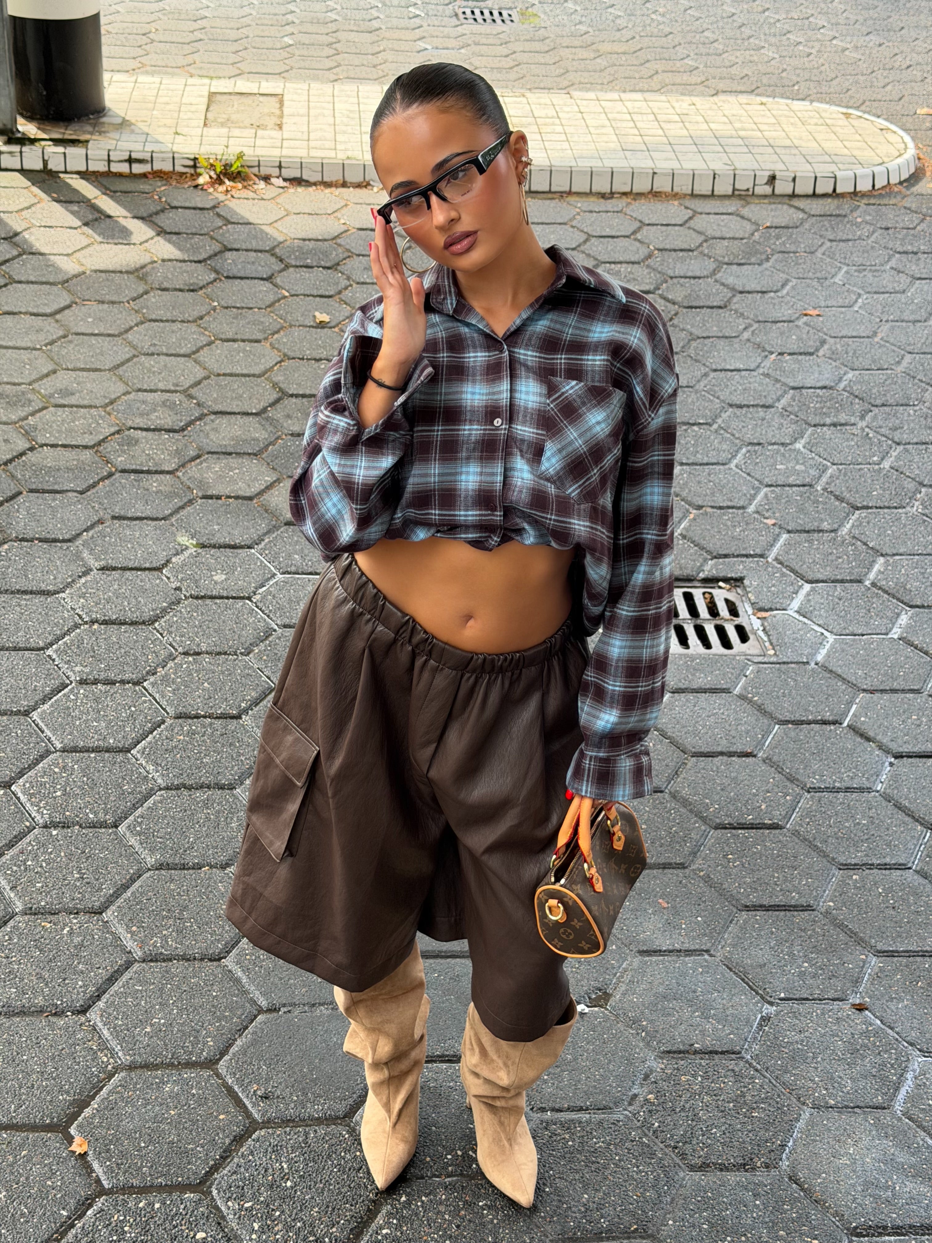 LEATHER JORT BROWN