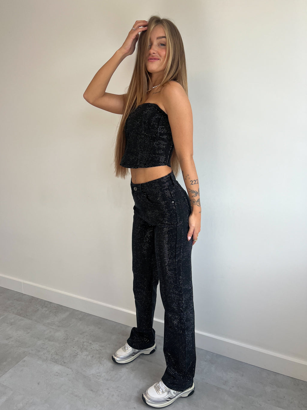 ALL OVER RHINESTONE CORSET BLACK