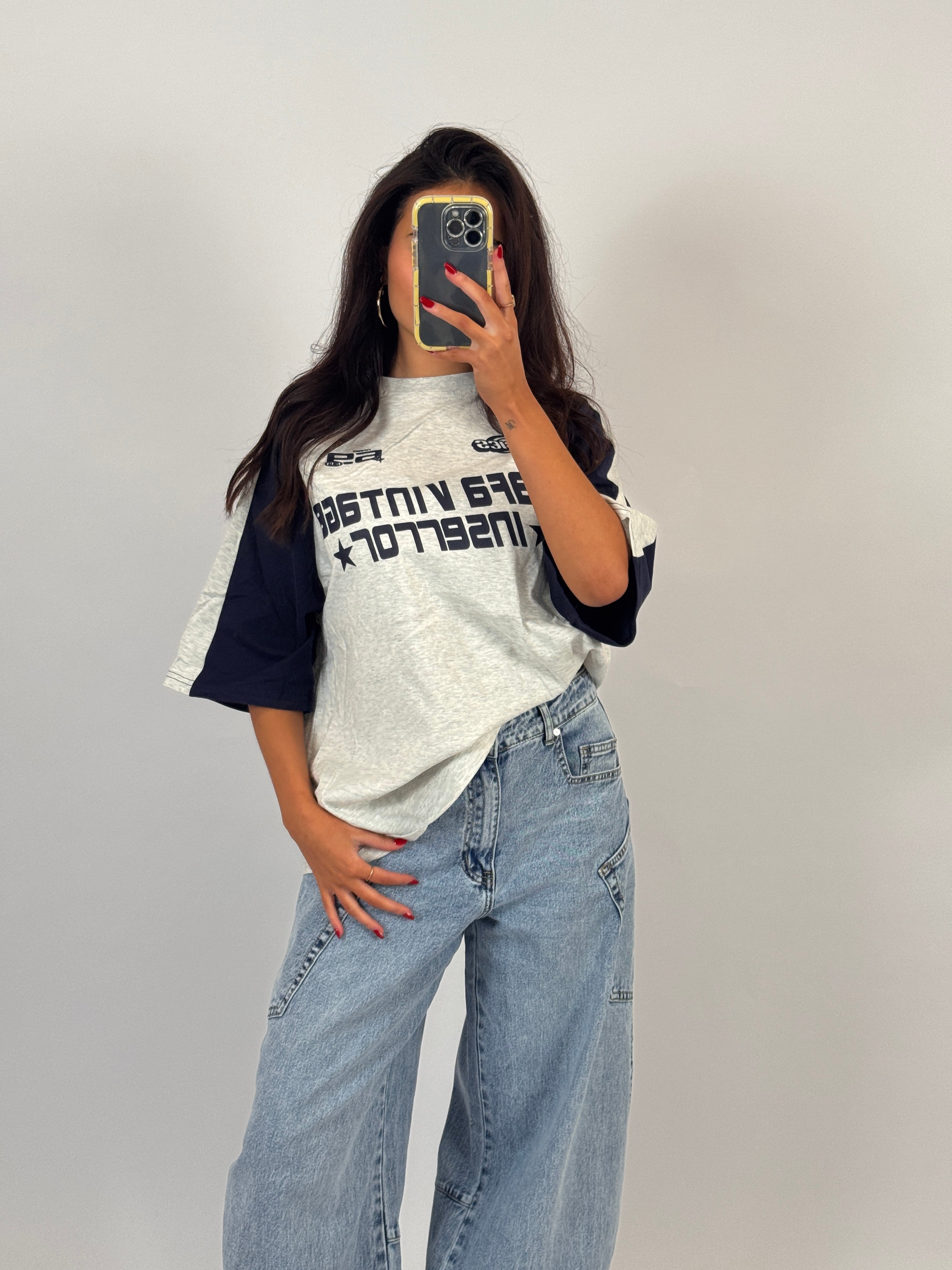 GREY/NAVY VINTAGE TEE SIZE M