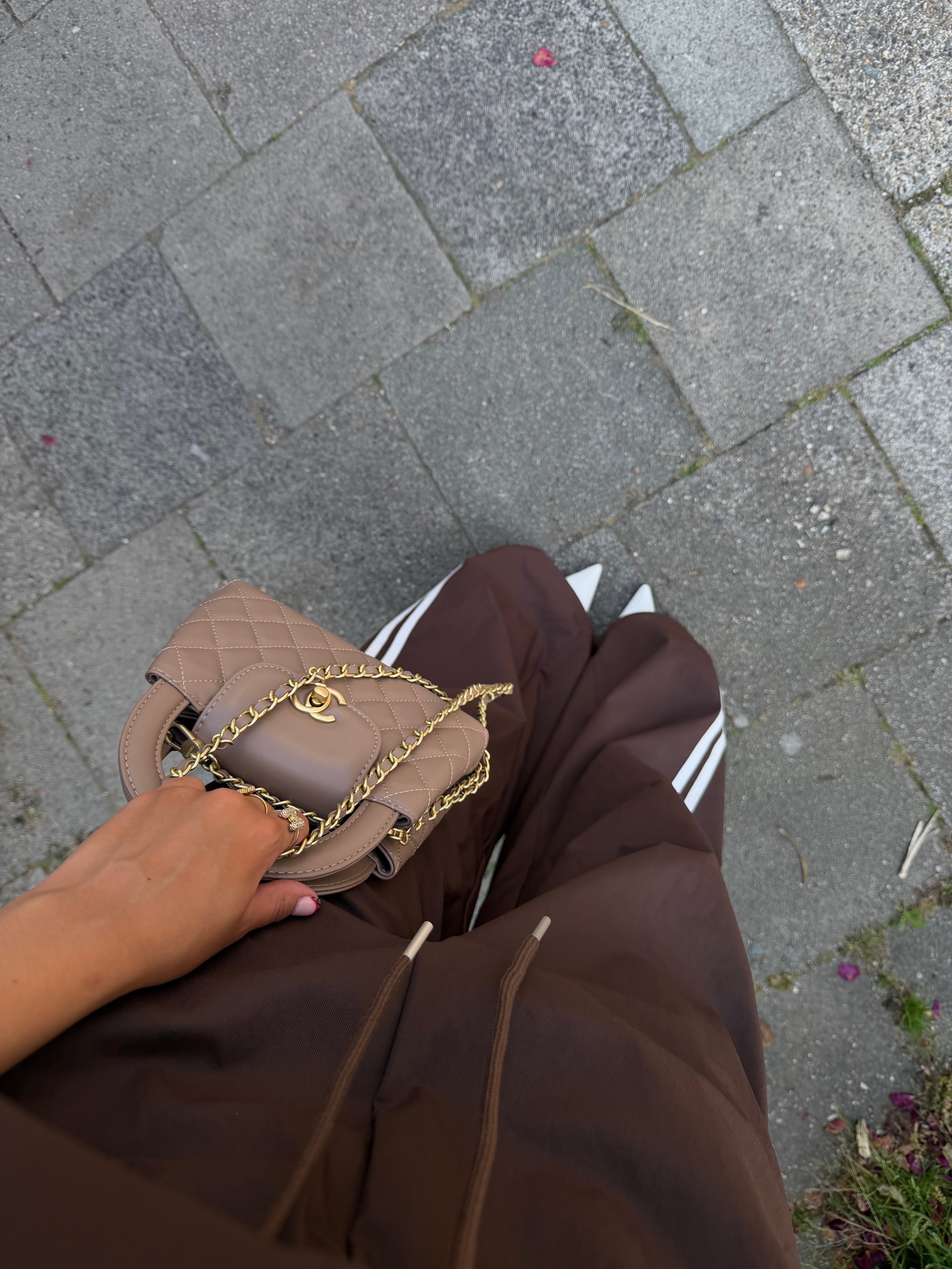 GINA STRIPE PARACHUTE PANTS CHOCO