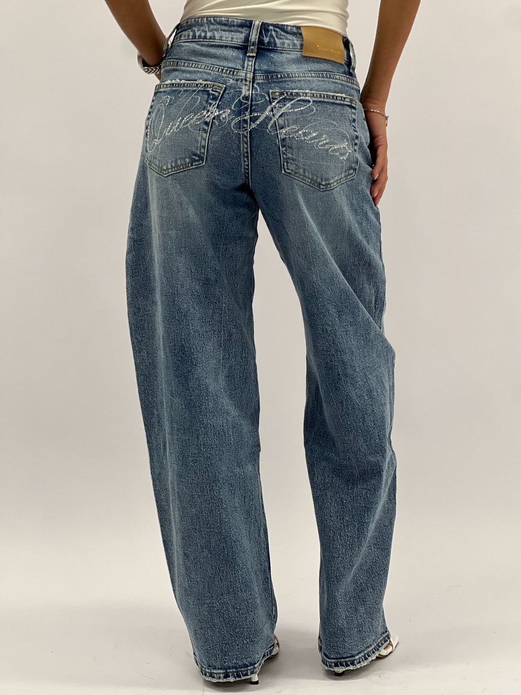 RHINESTONE BUM STRETCH WIDE LEG