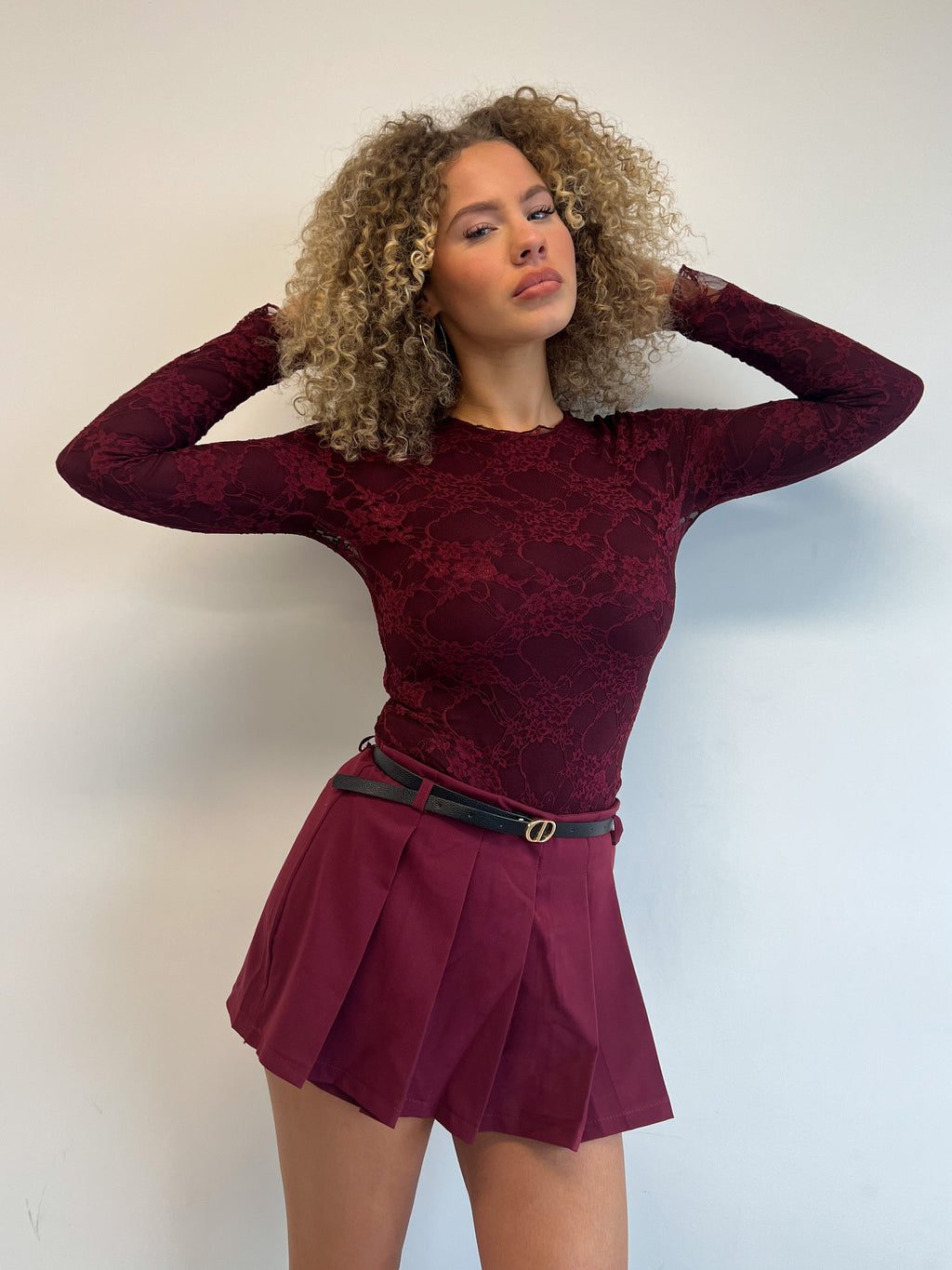 LIA LACE BODYSUIT BORDEAUX