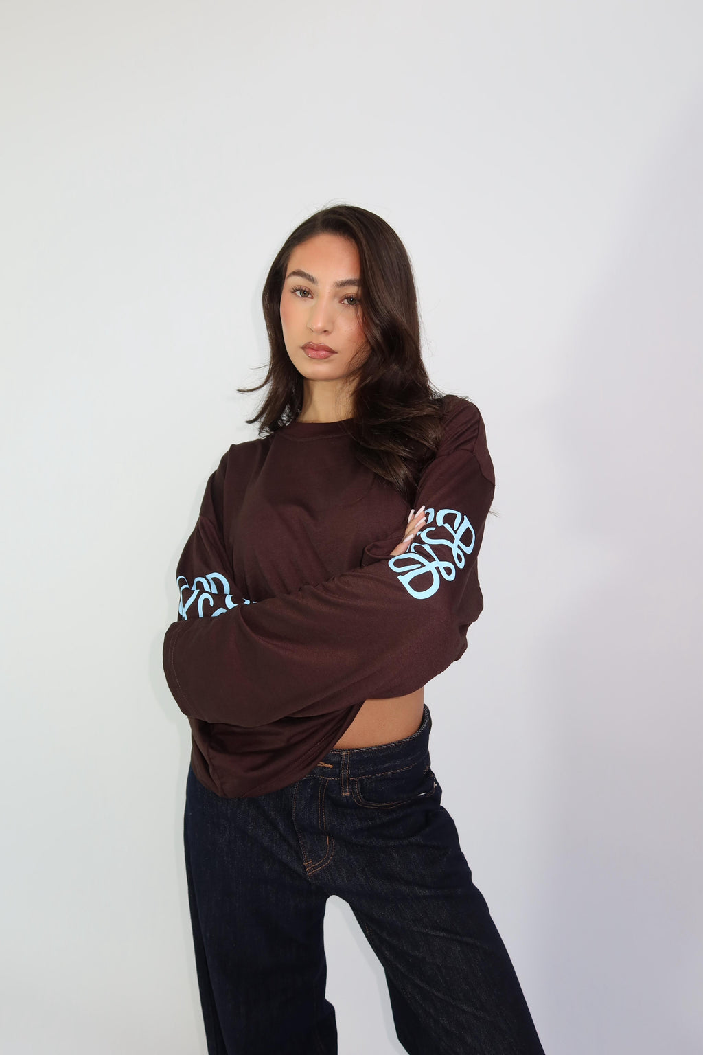 MONOGRAM LONGSLEEVE CHOCO/BLUE