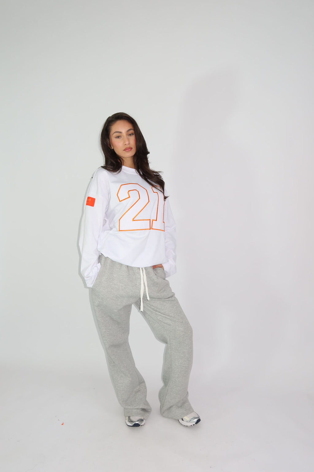 21 LONGSLEEVE WHITE ORANGE WK