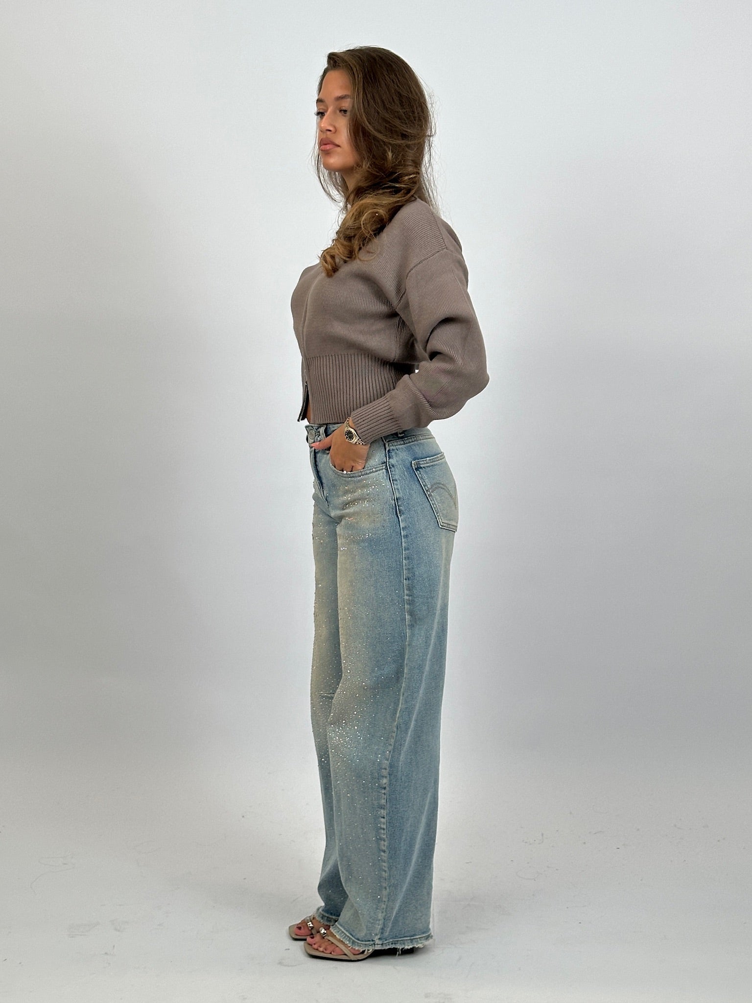 RHINESTONE STRETCH BARREL VINTAGE WASH