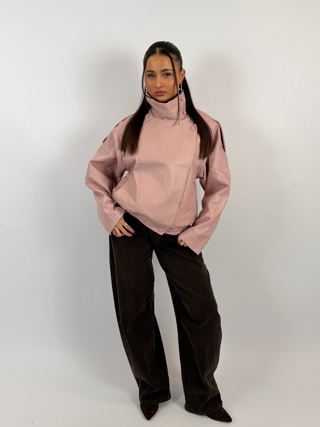 LAURENT PINK LEATHER JACKET