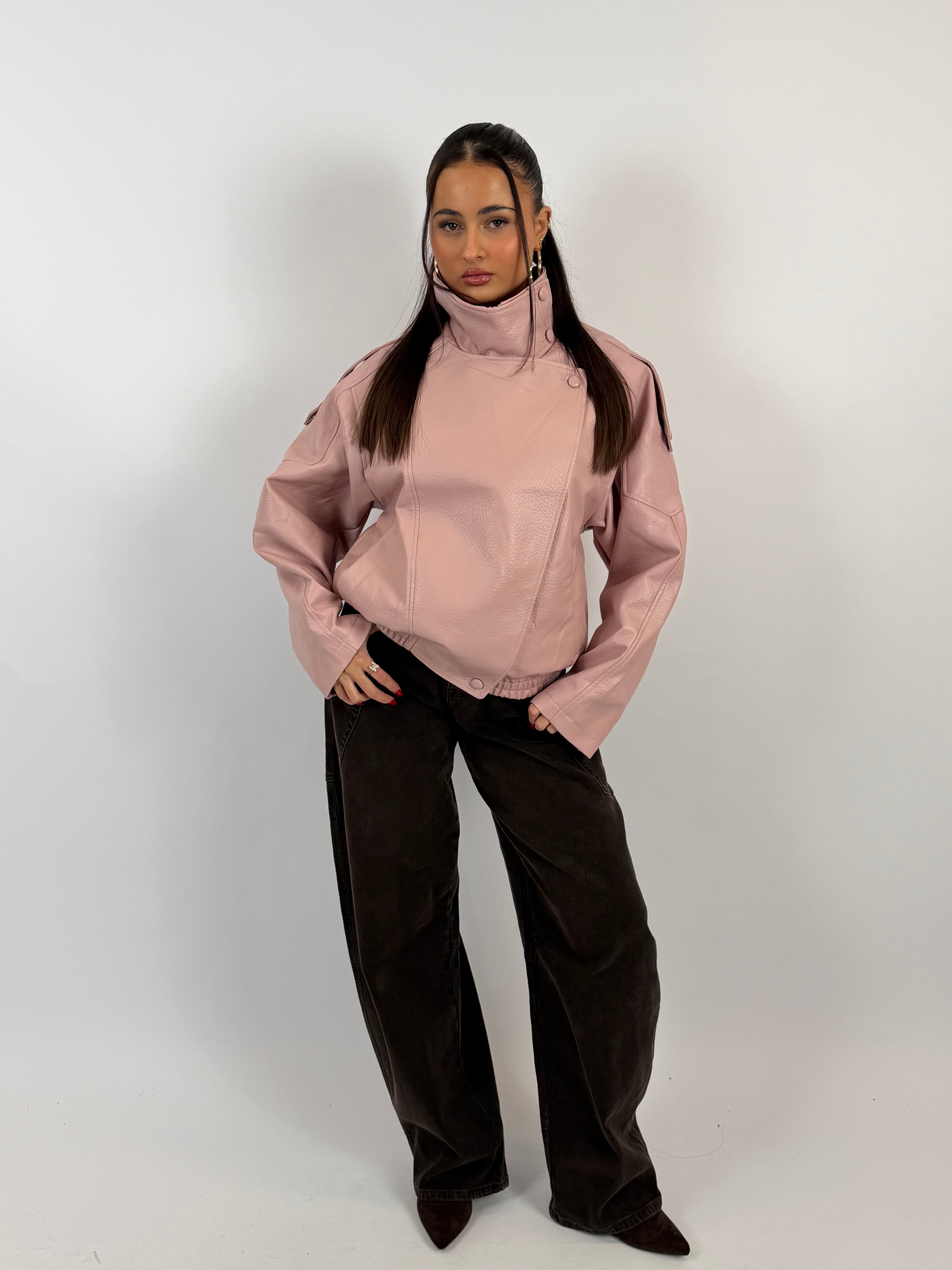 LAURENT PINK LEATHER JACKET