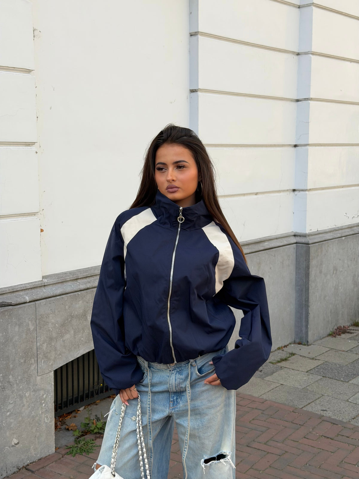TWO TONE WINDBREAKER JACKET NAVY