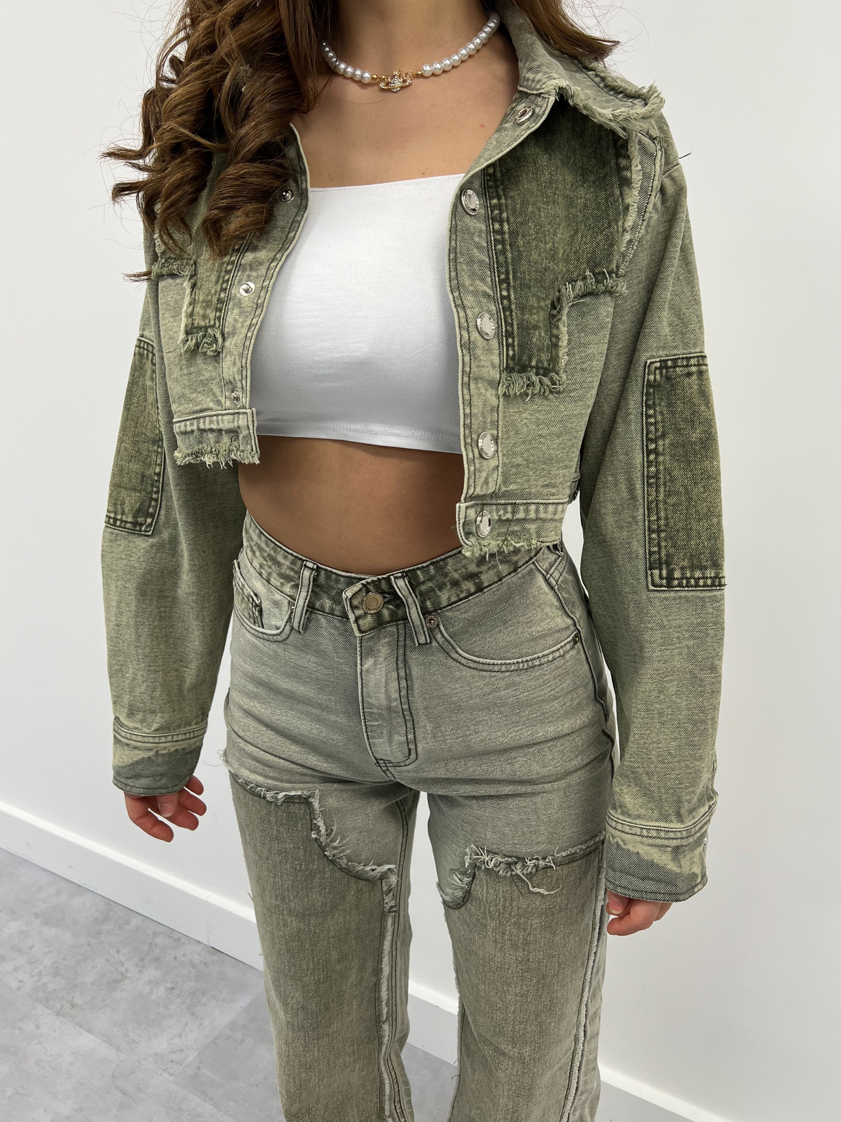 GREEN  WASH CARPENTER JACKET