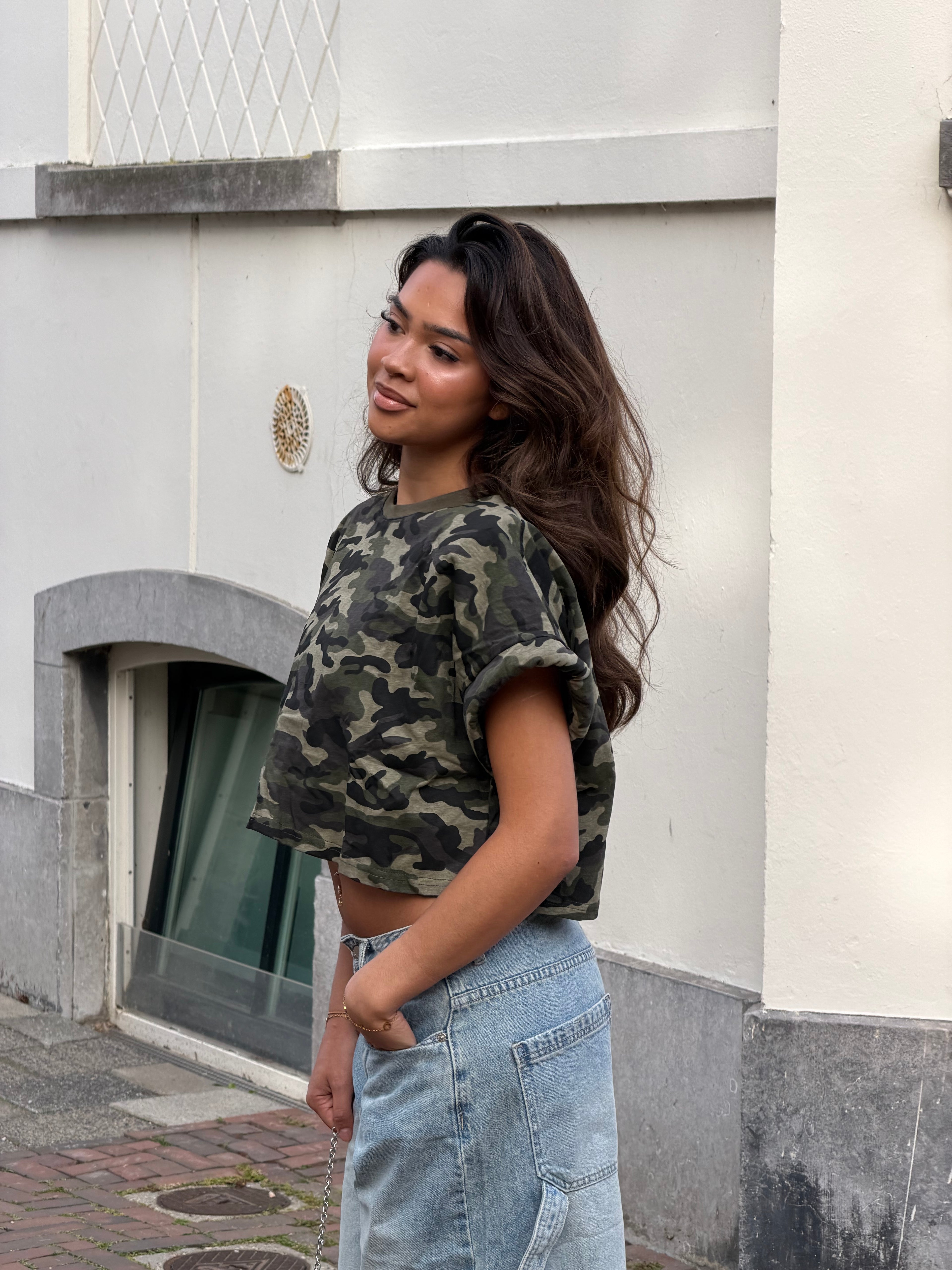 ANNA ARMY TEE CROPPED