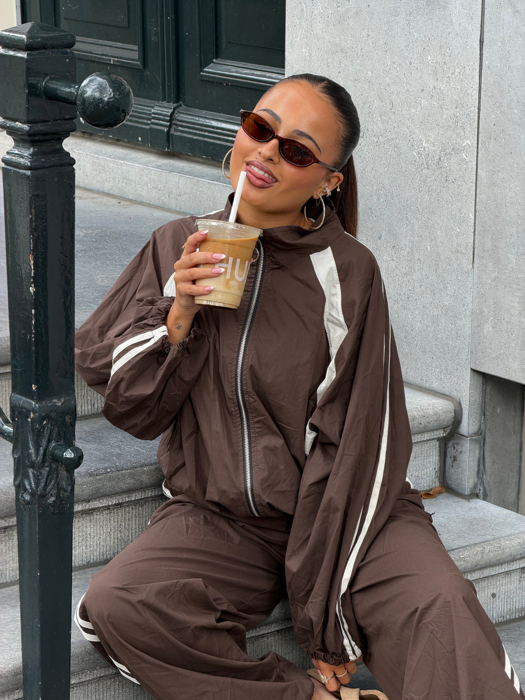 GINA WINDBREAKER TRACKSUIT BROWN