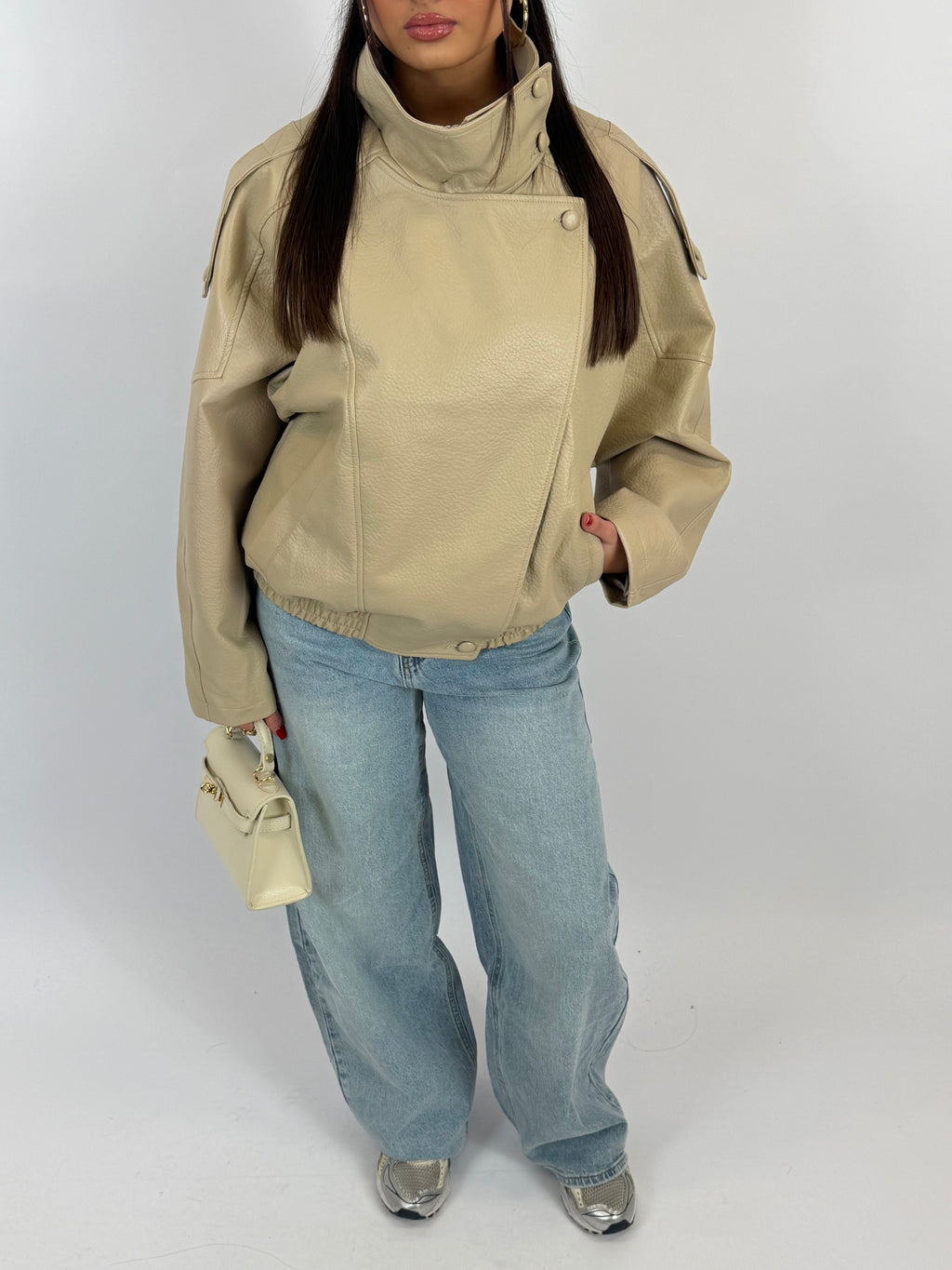 LAURENT BEIGE LEATHER JACKET