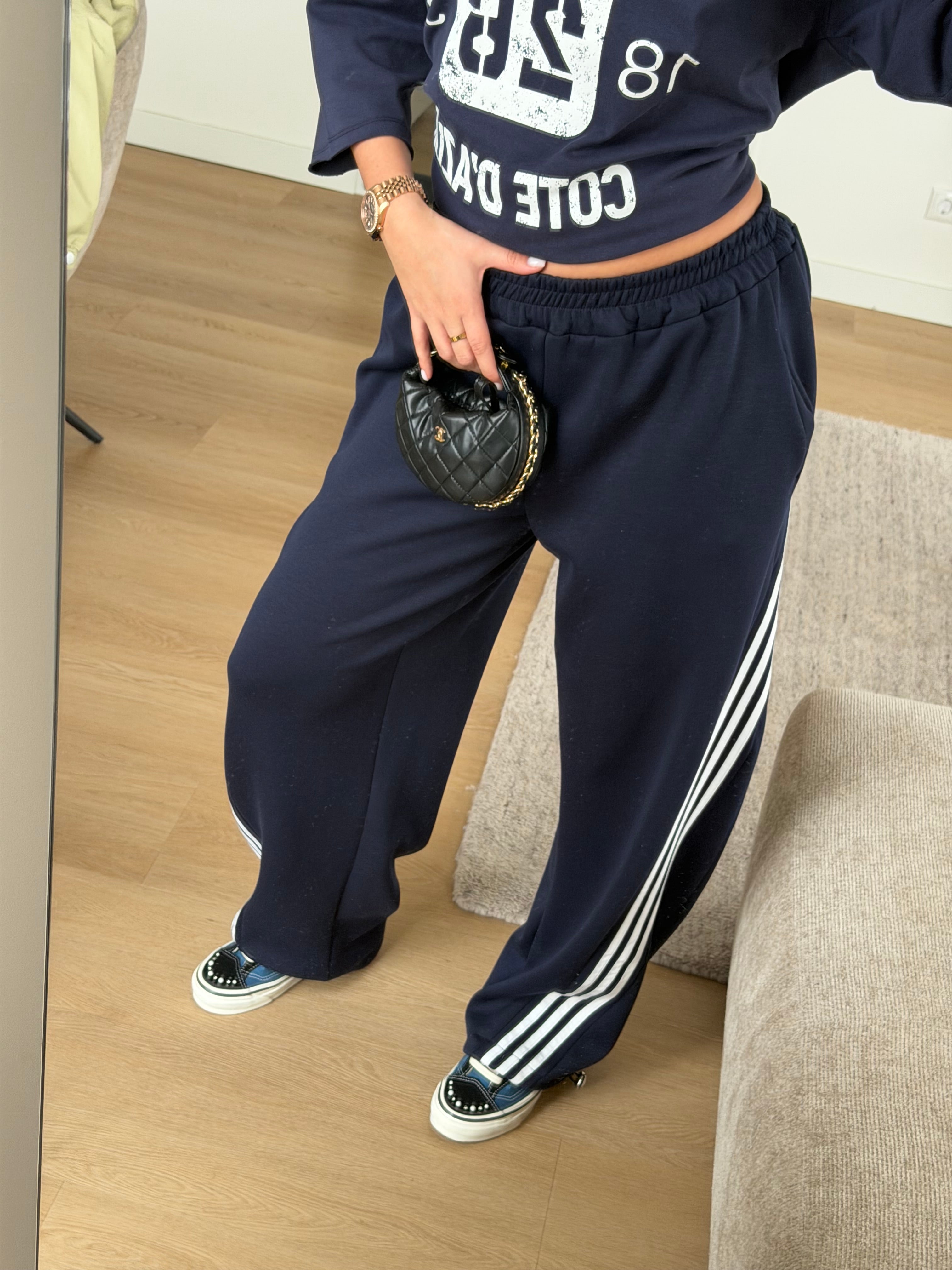 BAGGY STRIPED JOGGER NAVY