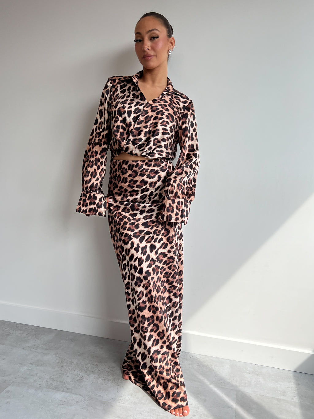 LOLITA SATIN SKIRT SET DARK LEOPARD