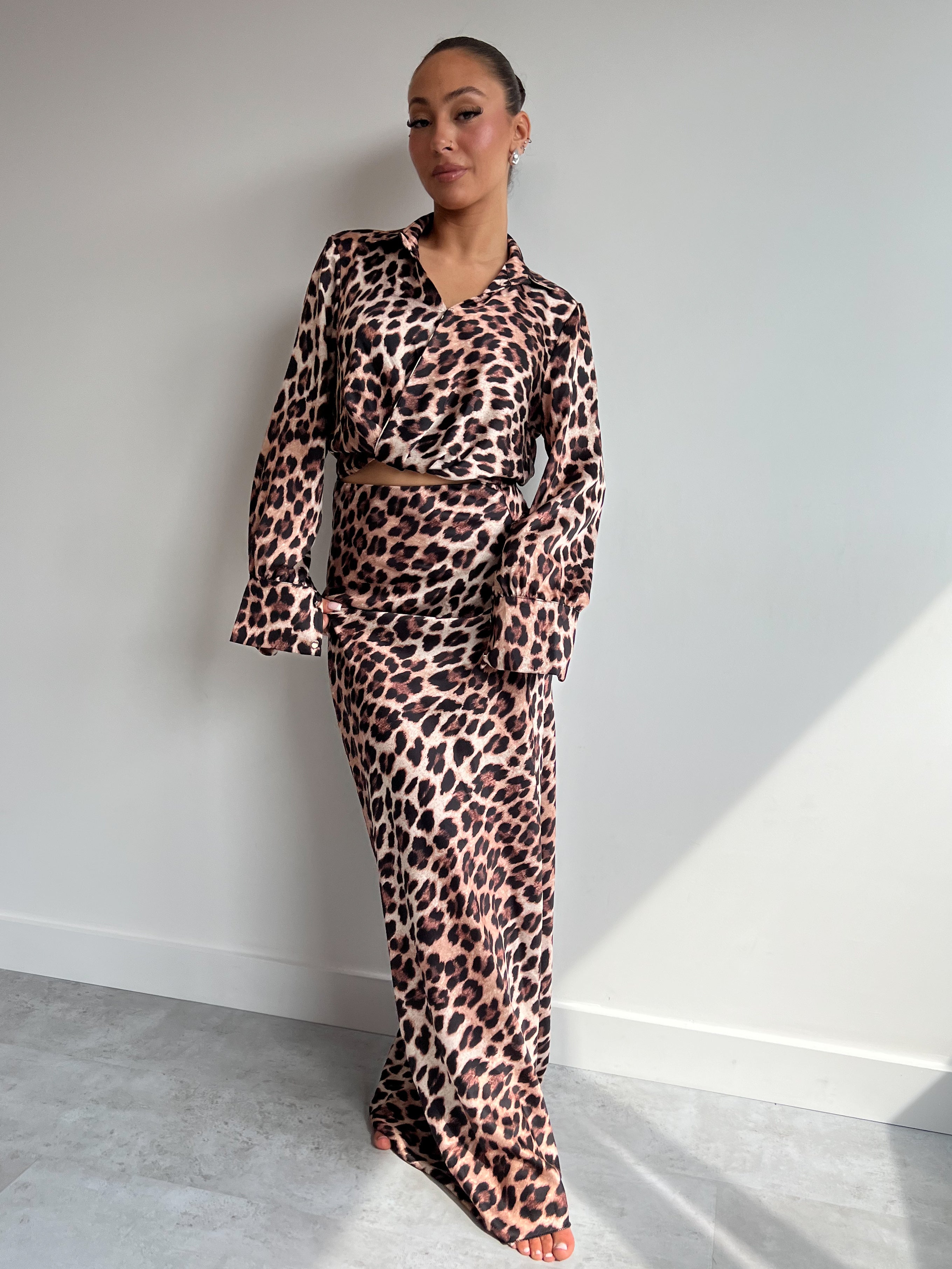 LOLITA SATIN SKIRT SET DARK LEOPARD