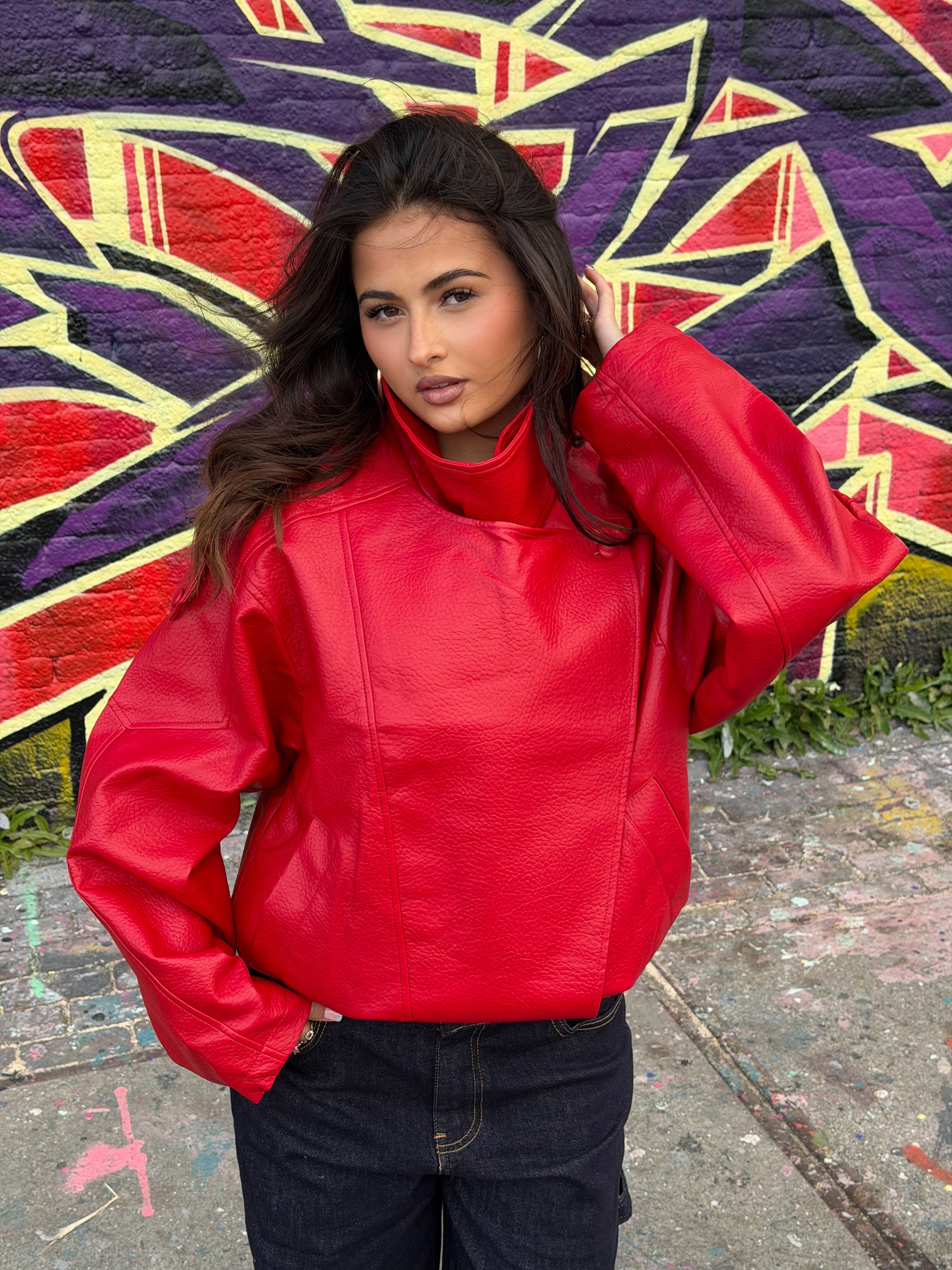 LAURENT RED LEATHER JACKET