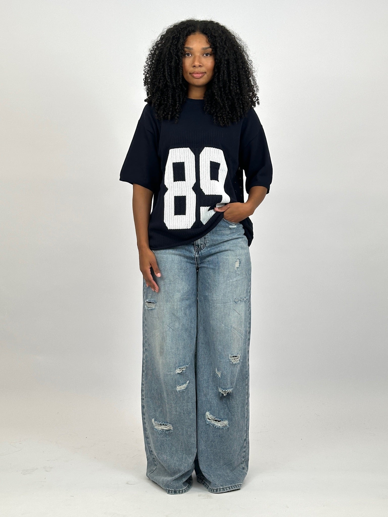 OVERSIZED DISTRESSED WIDE LEG