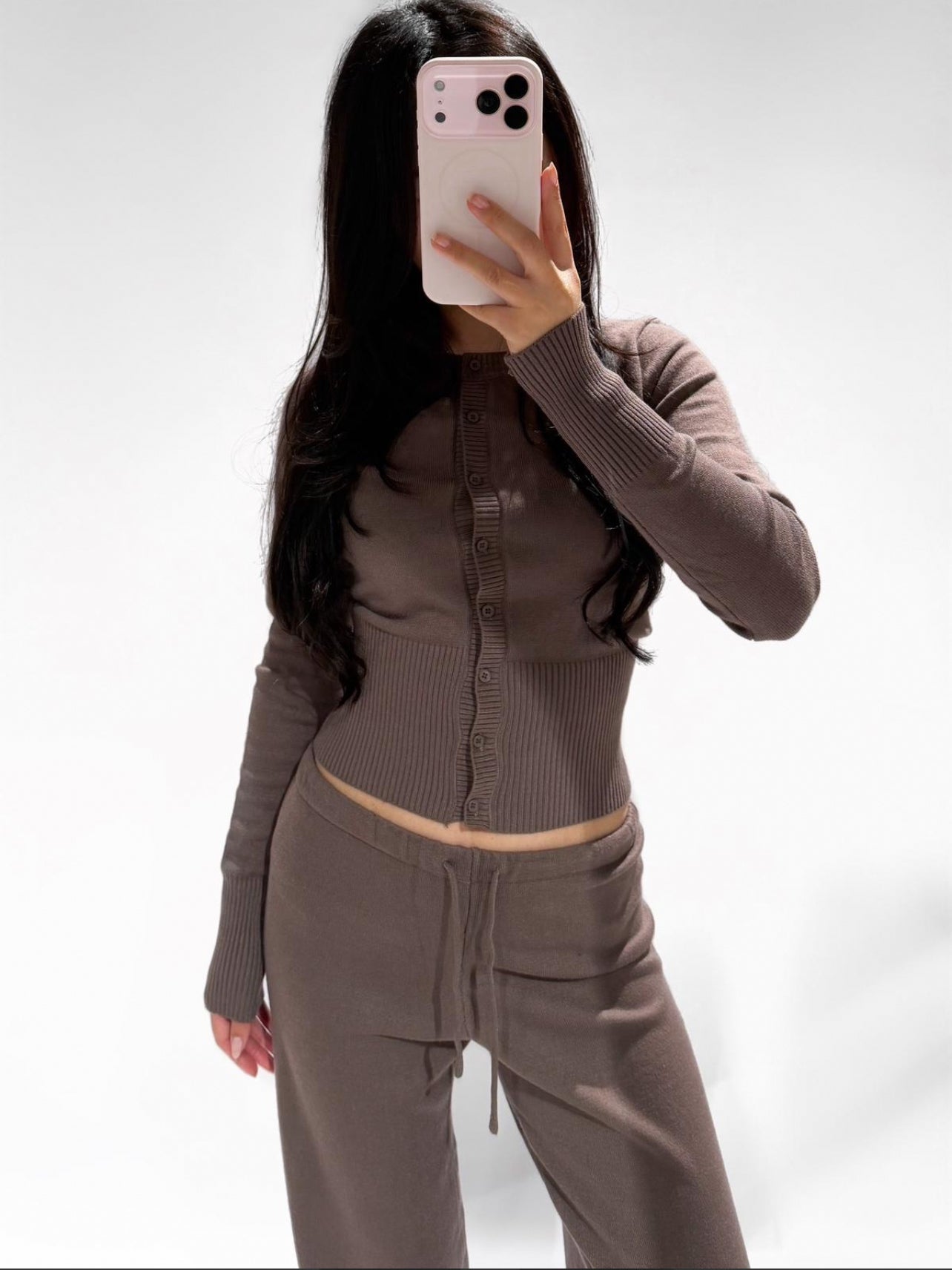 MIMI MID WAIST COMFY TROUSERS TAUPE