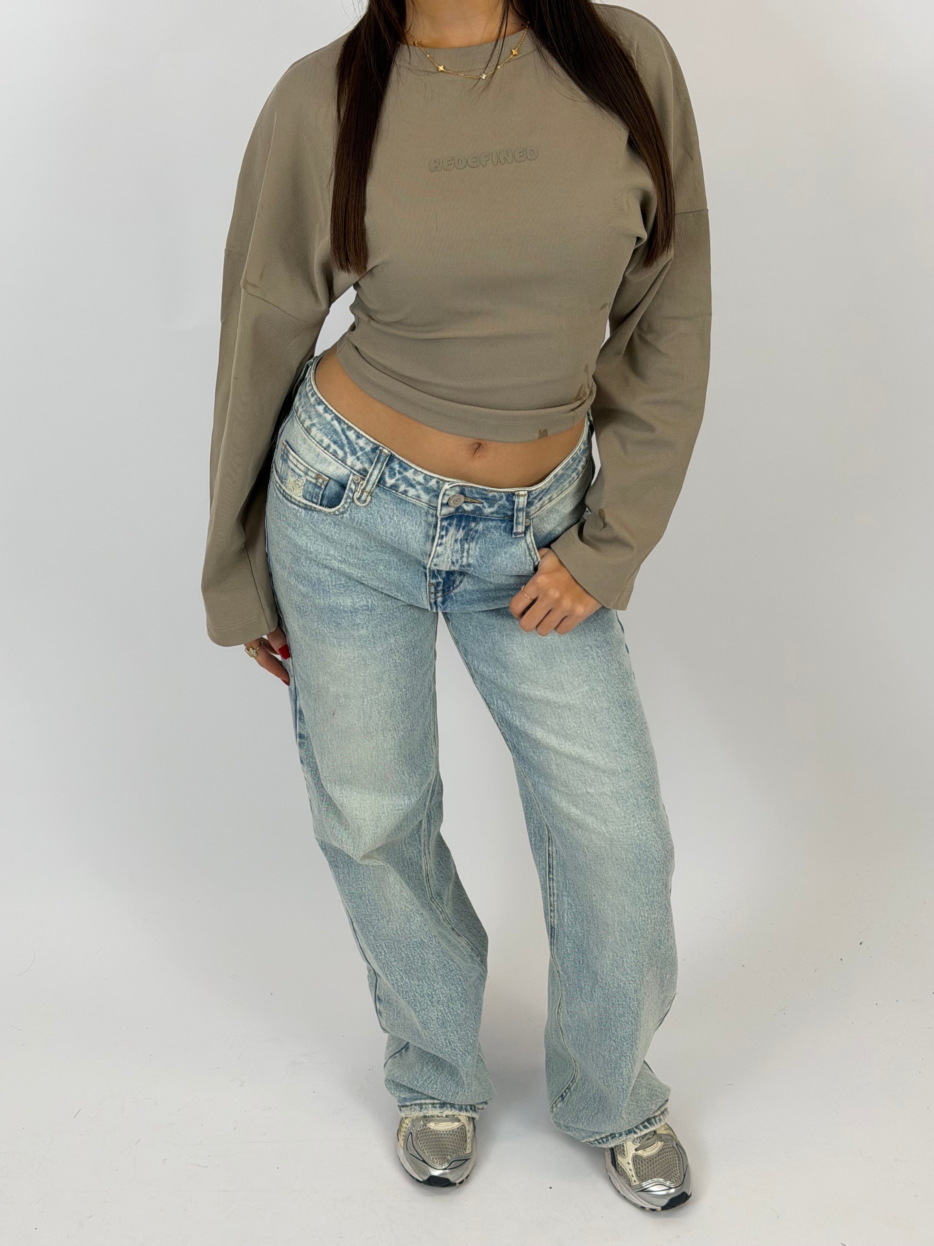 MID WAIST STRETCH WIDE LEG LIGHT BLUE