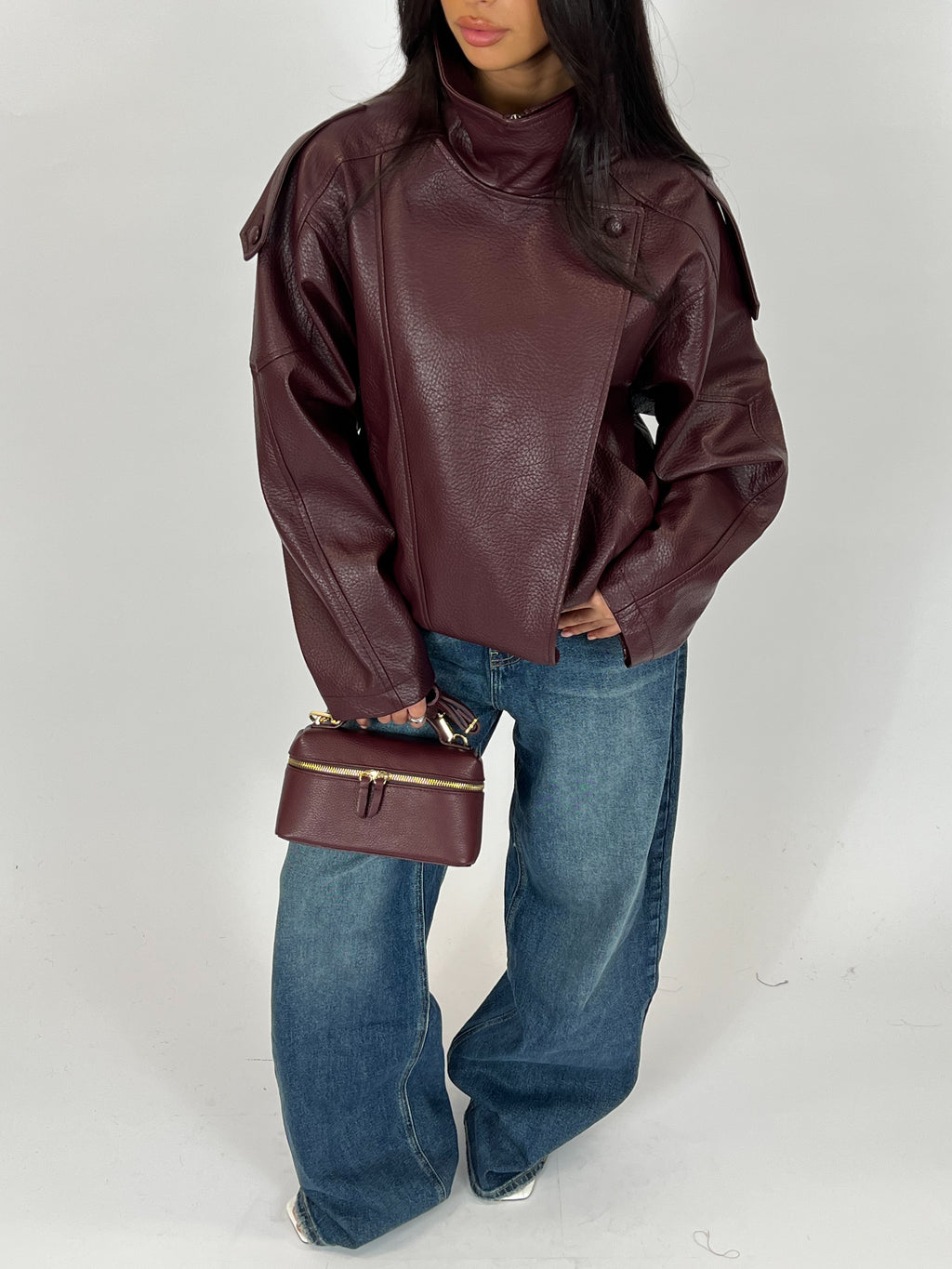 LAURENT BORDEAUX LEATHER JACKET