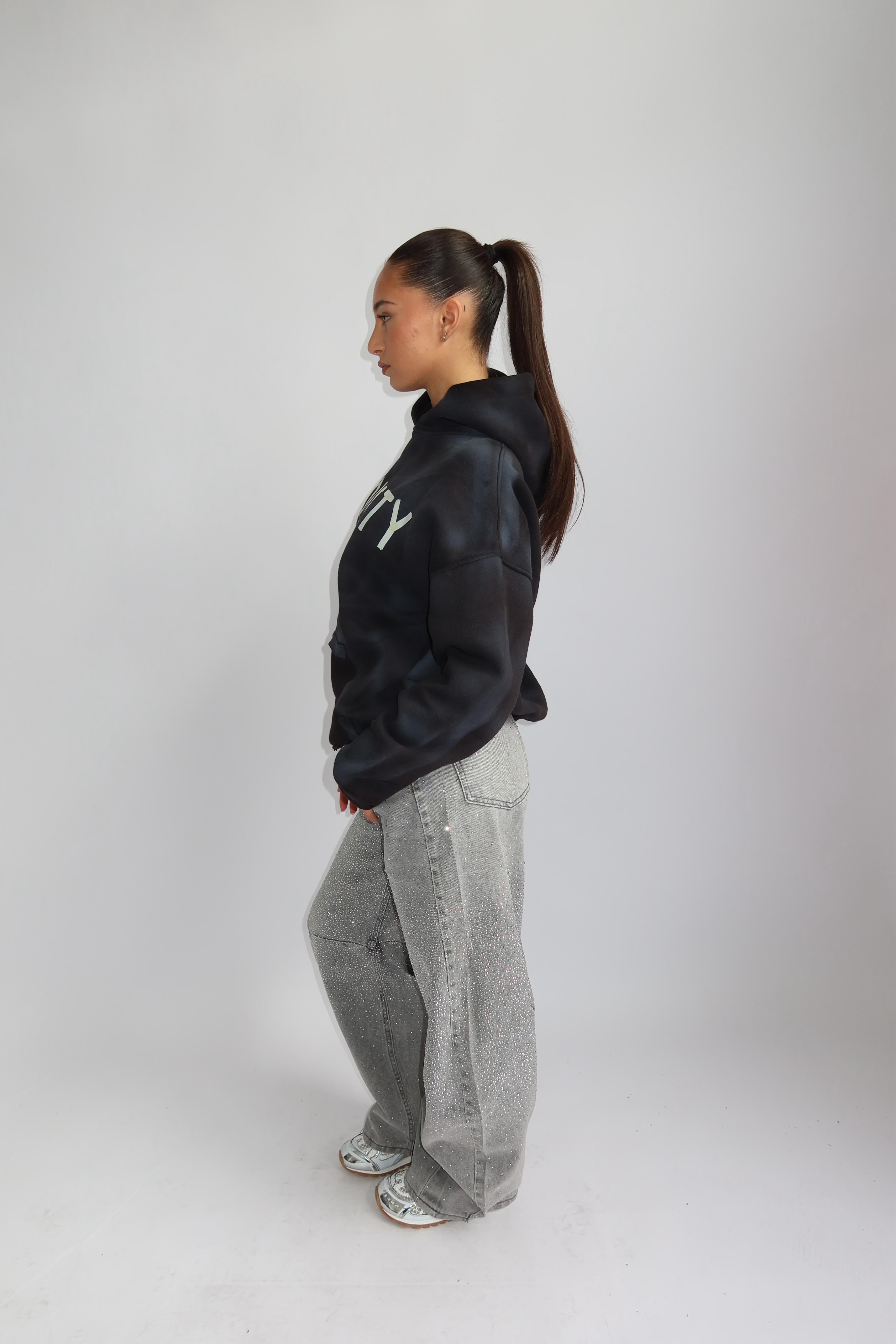 PRIORITY WASHED TAPE HOODIE CHARCOAL