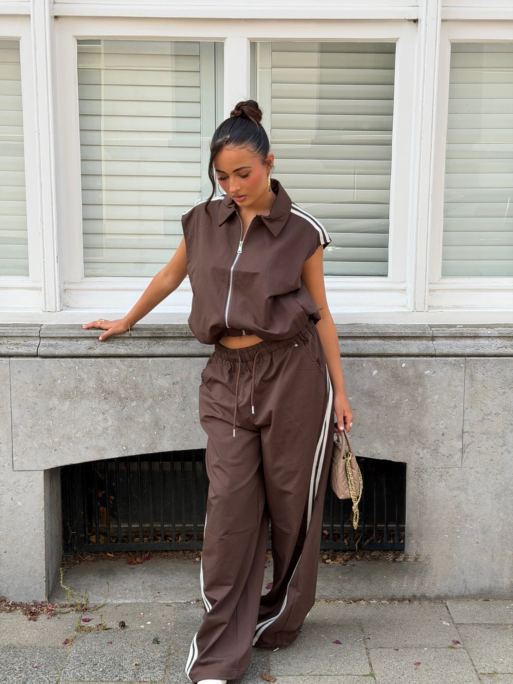 GINA STRIPE GILET CHOCO