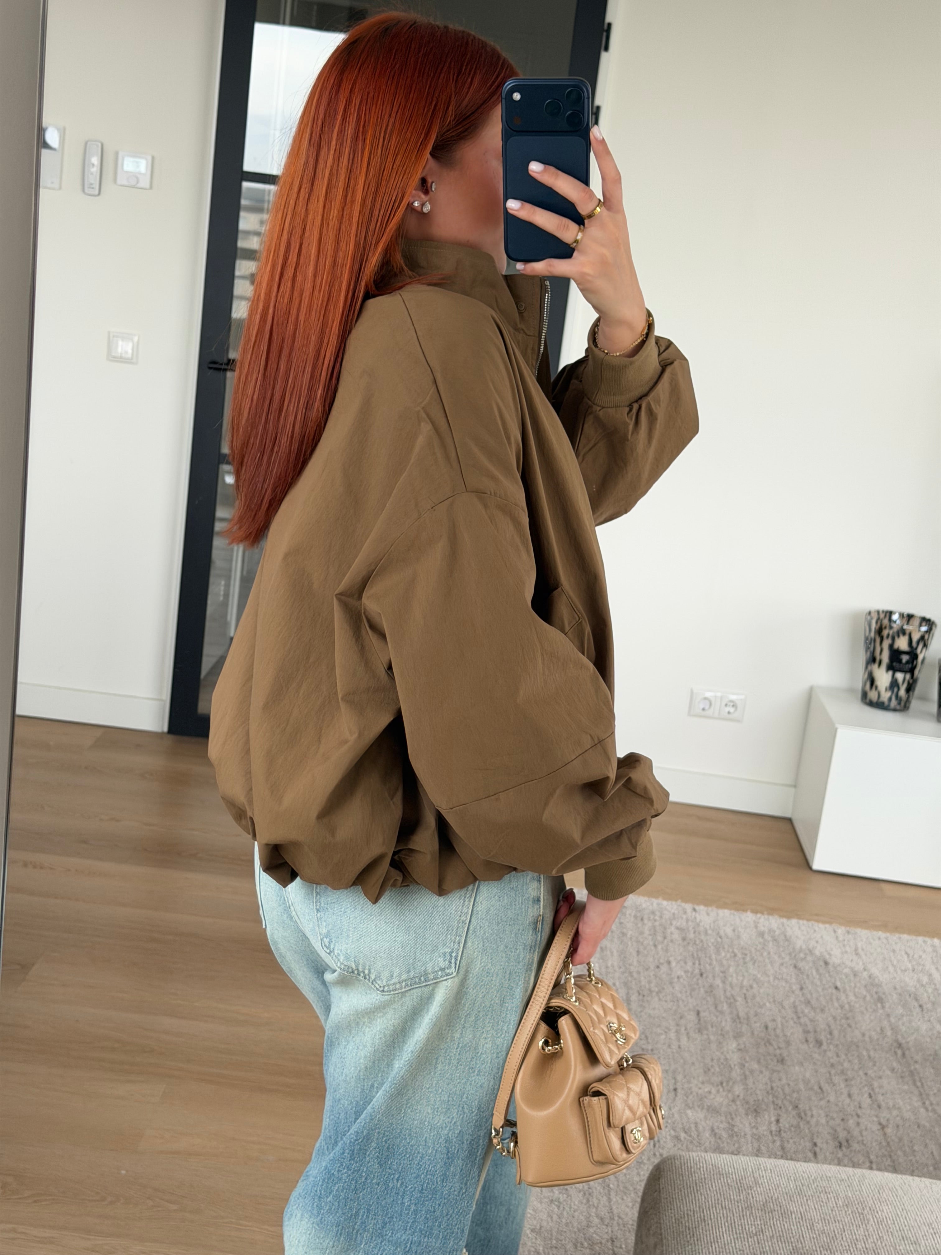 LINEN BOMBER JACKET CAMEL