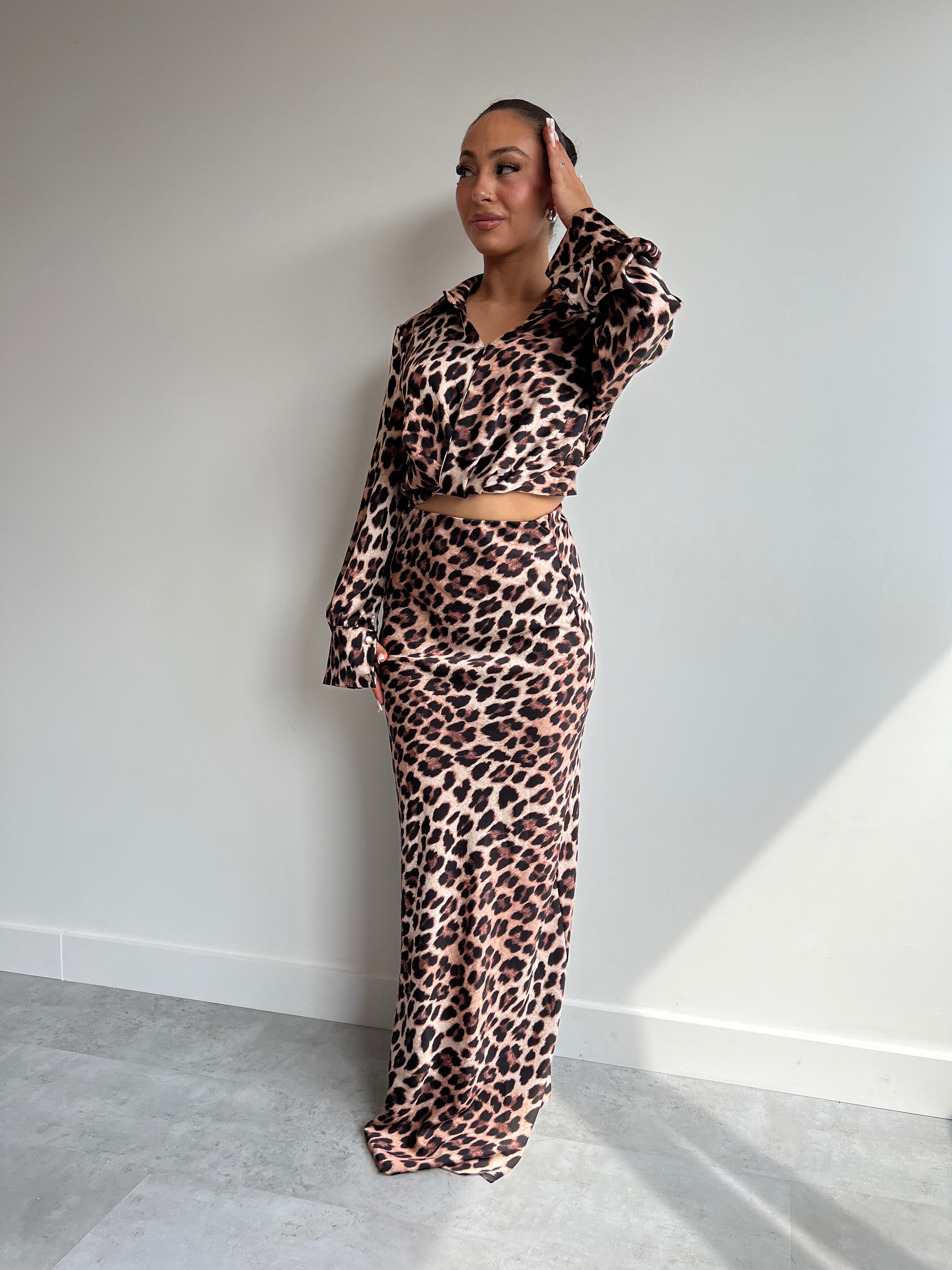 LOLITA SATIN SKIRT SET DARK LEOPARD