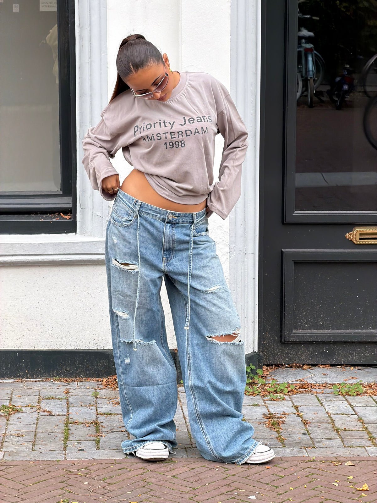 DIANA TIED UP RIPPED JEANS