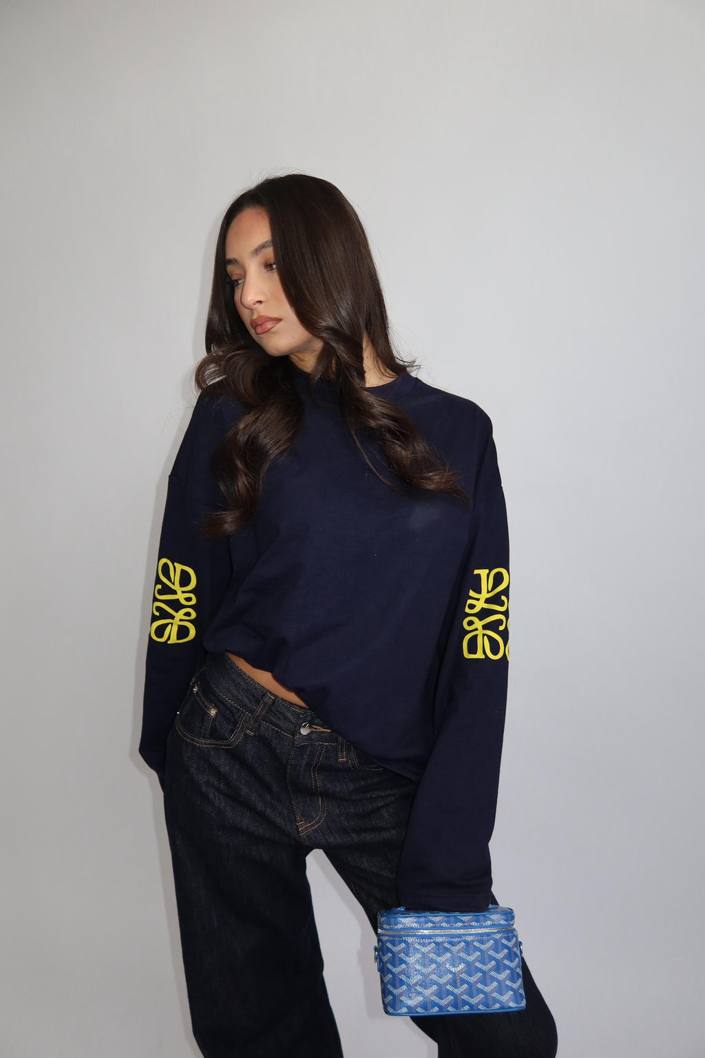 MONOGRAM LONGSLEEVE NAVY/YELLOW