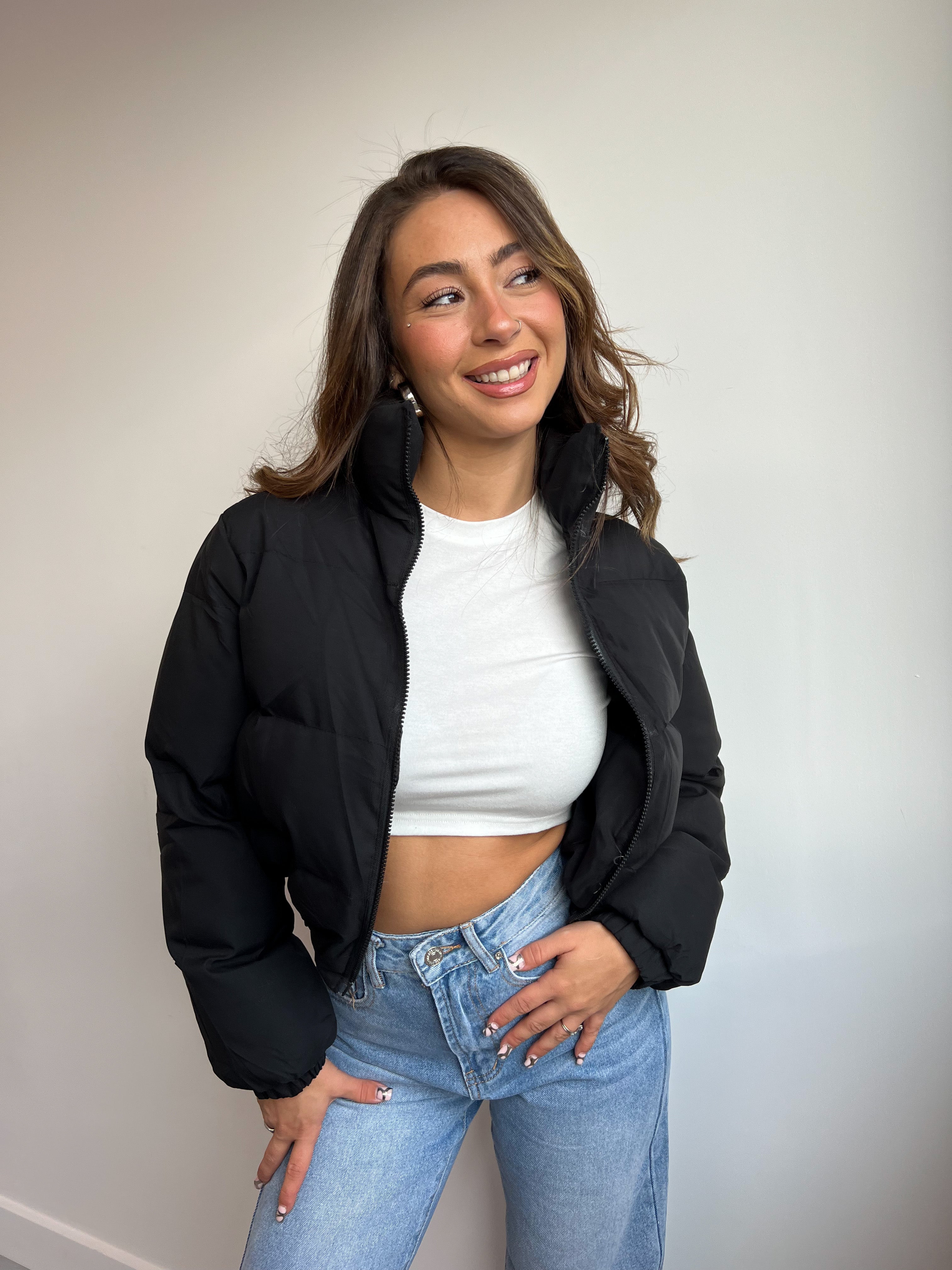 SHORT PUFFER COAT BLACK