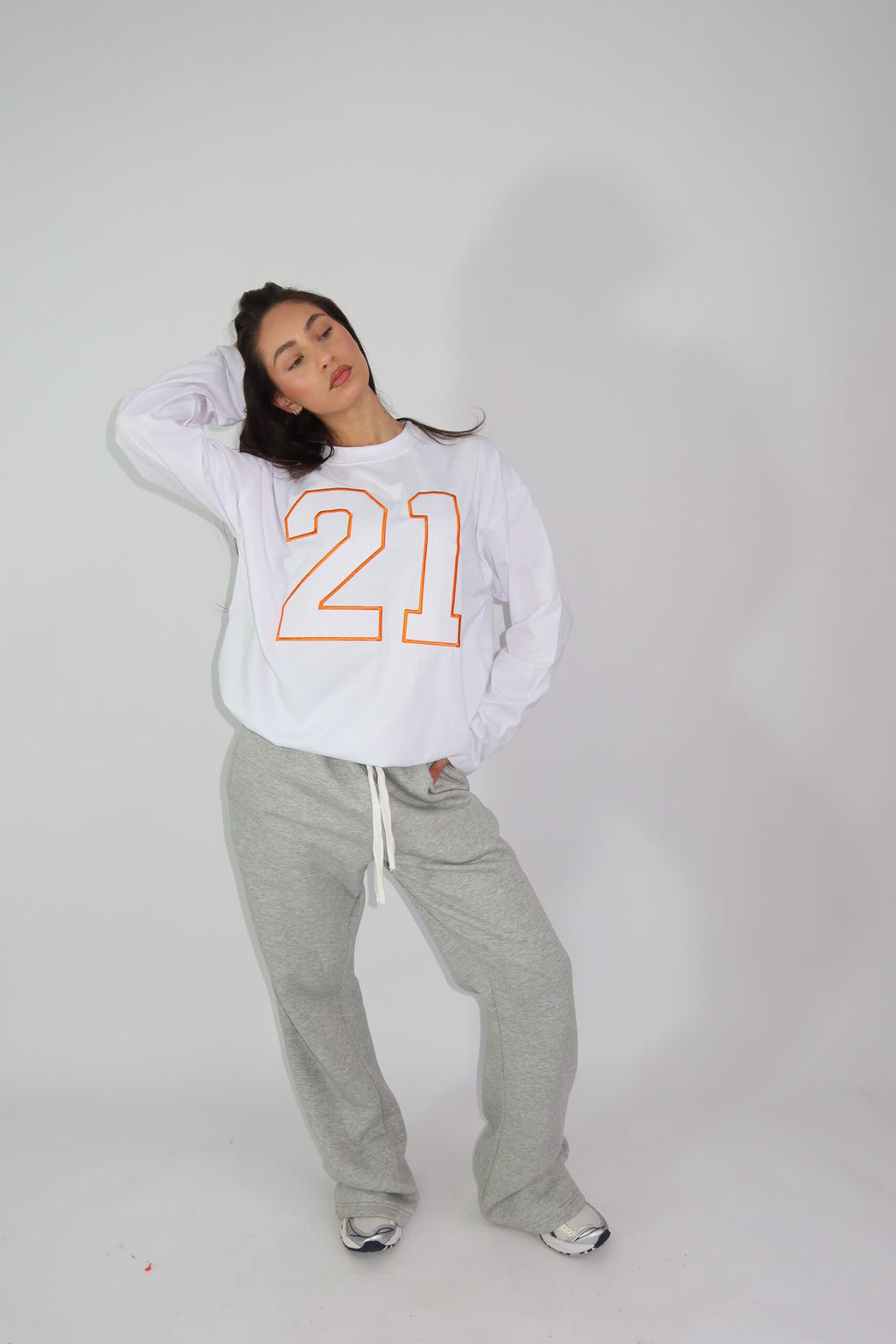 21 LONGSLEEVE WHITE ORANGE WK