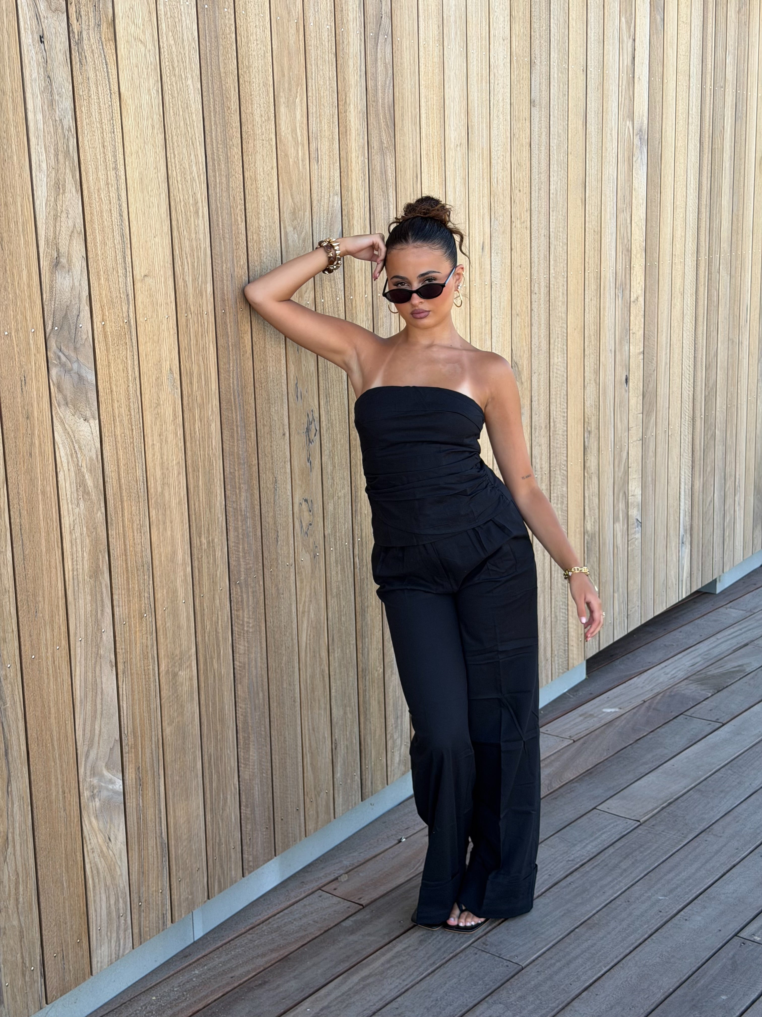 LUNA LINEN TWO PIECE BLACK
