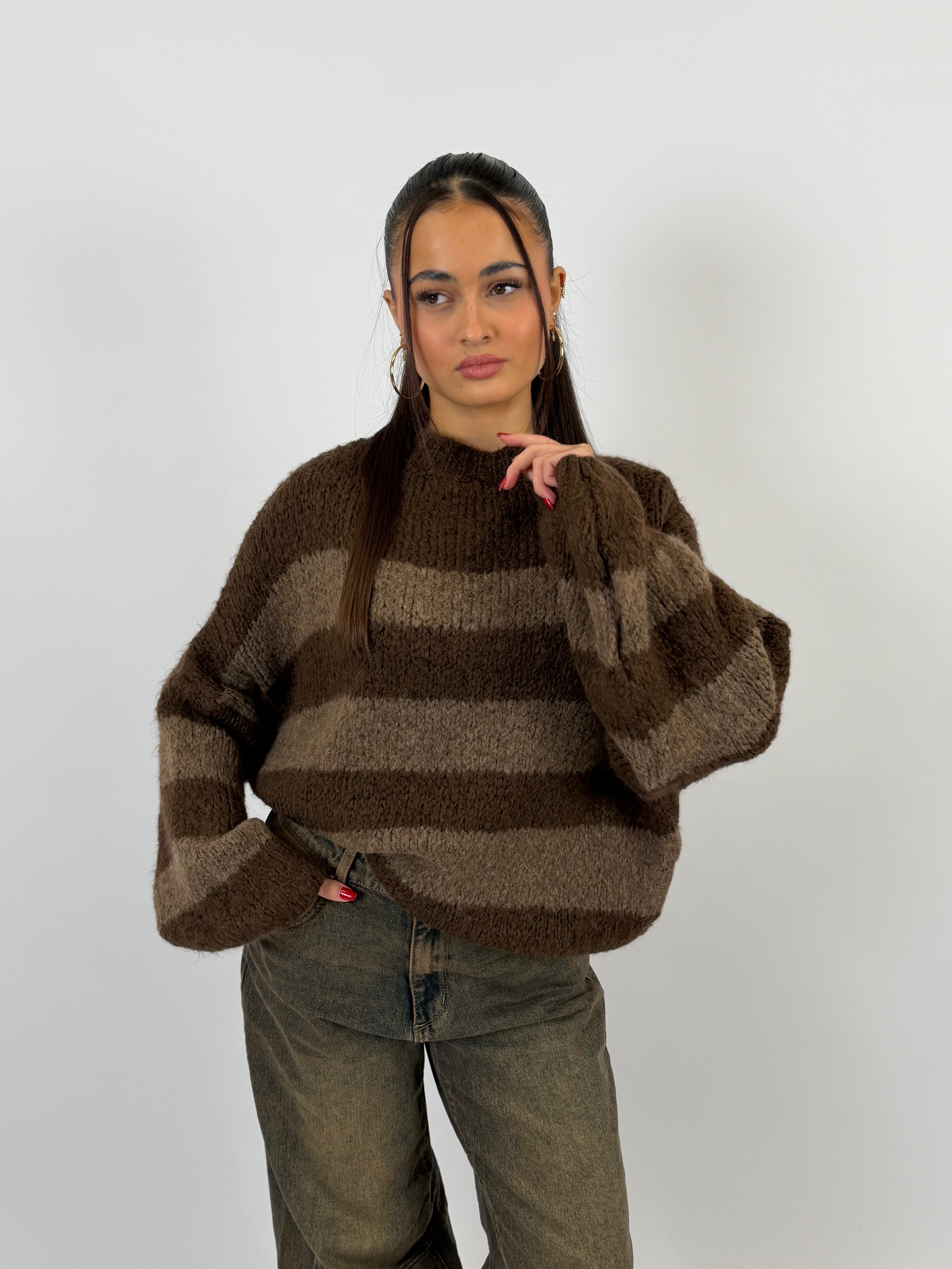 JANE KNIT BROWN/TAUPE