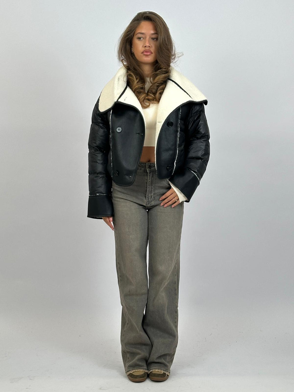 TEDDY LINED PUFFER BLACK