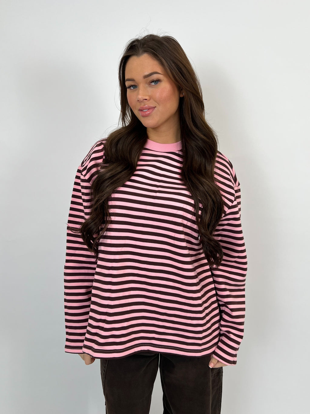SOFT STRIPED LONGSLEEVE BROWN/PINK