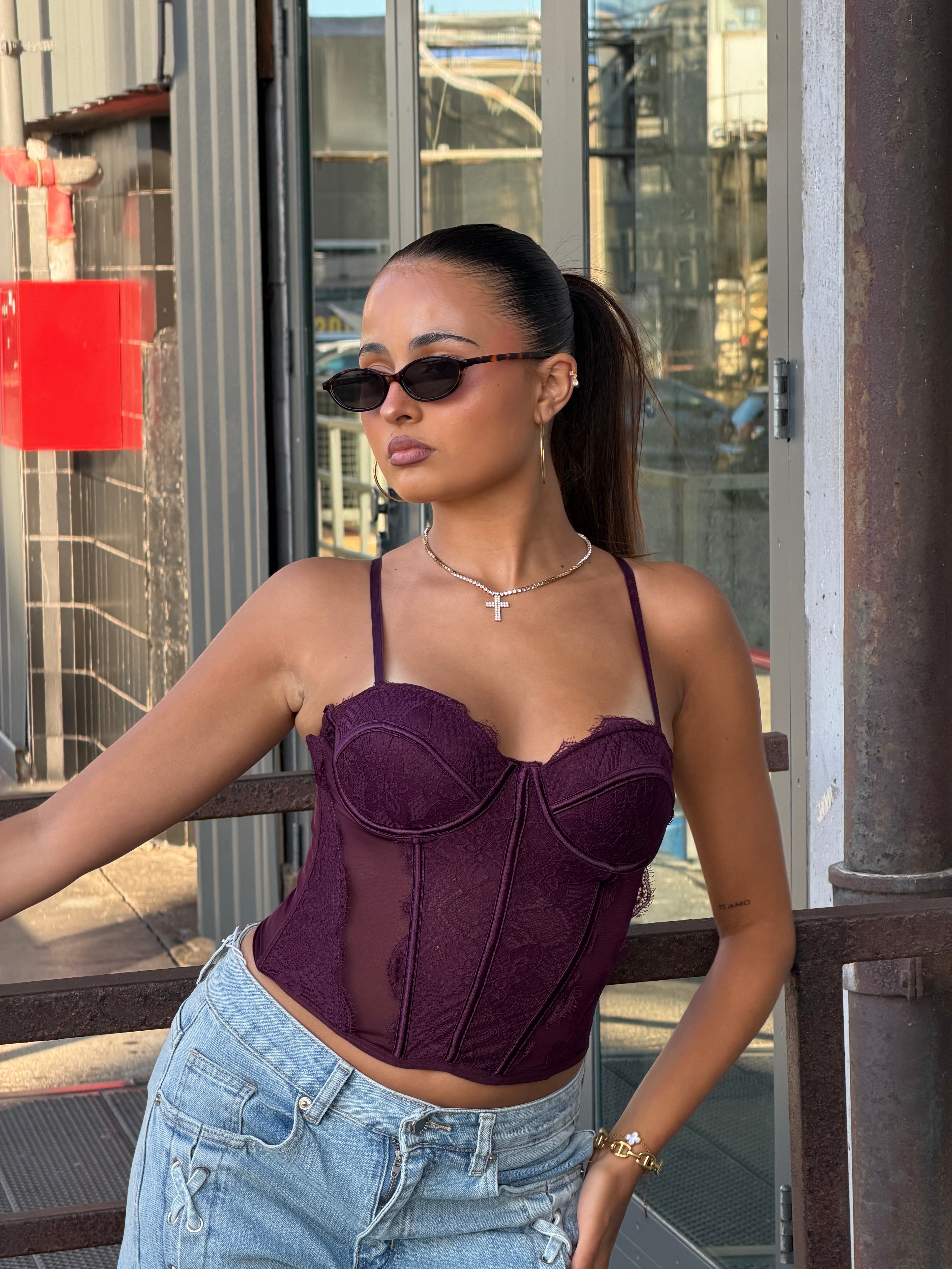 PREMIUM LACE CORSET BORDEAUX
