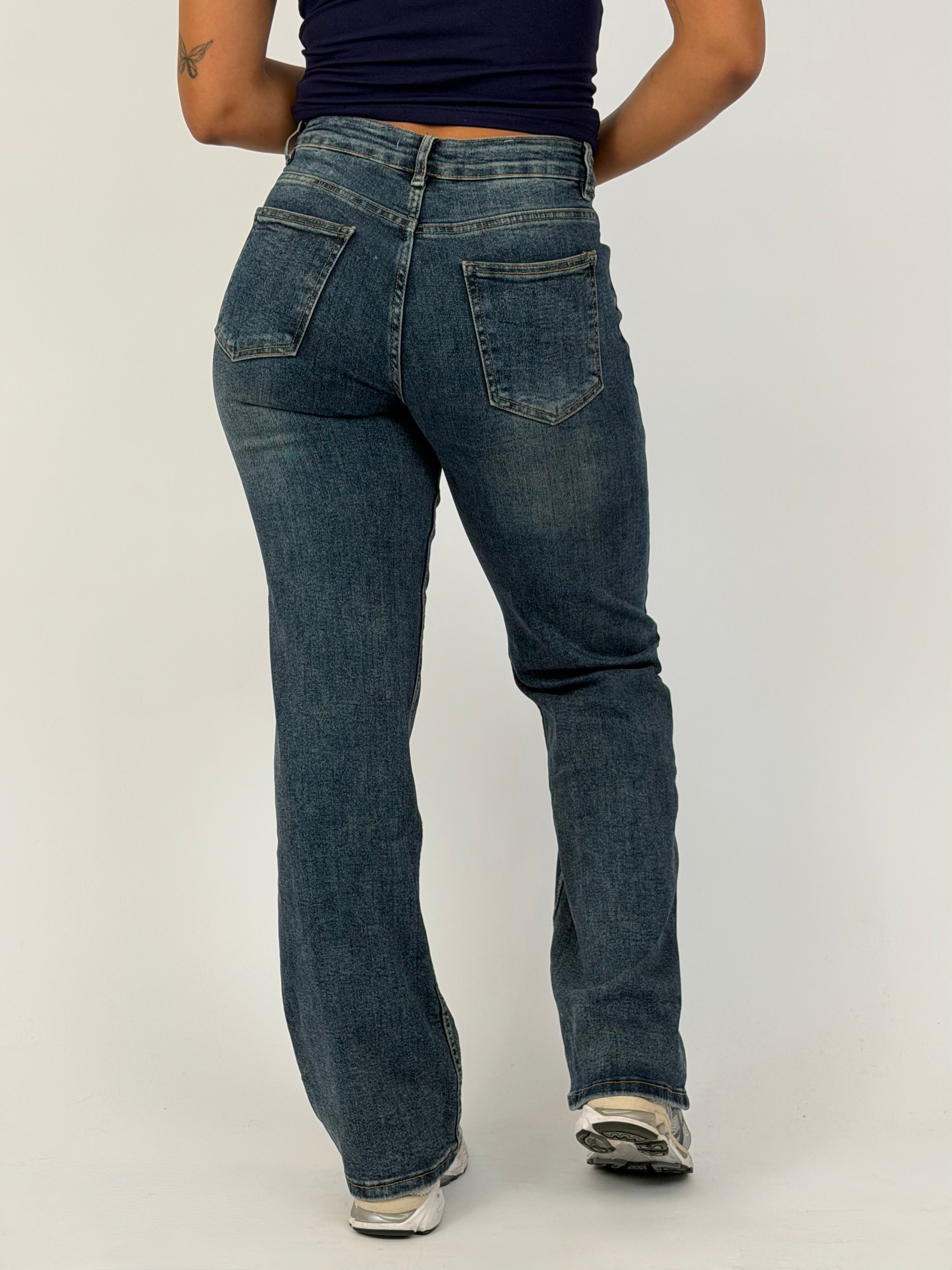 BIBI STRETCH WIDE LEG DARK BLUE H981-5