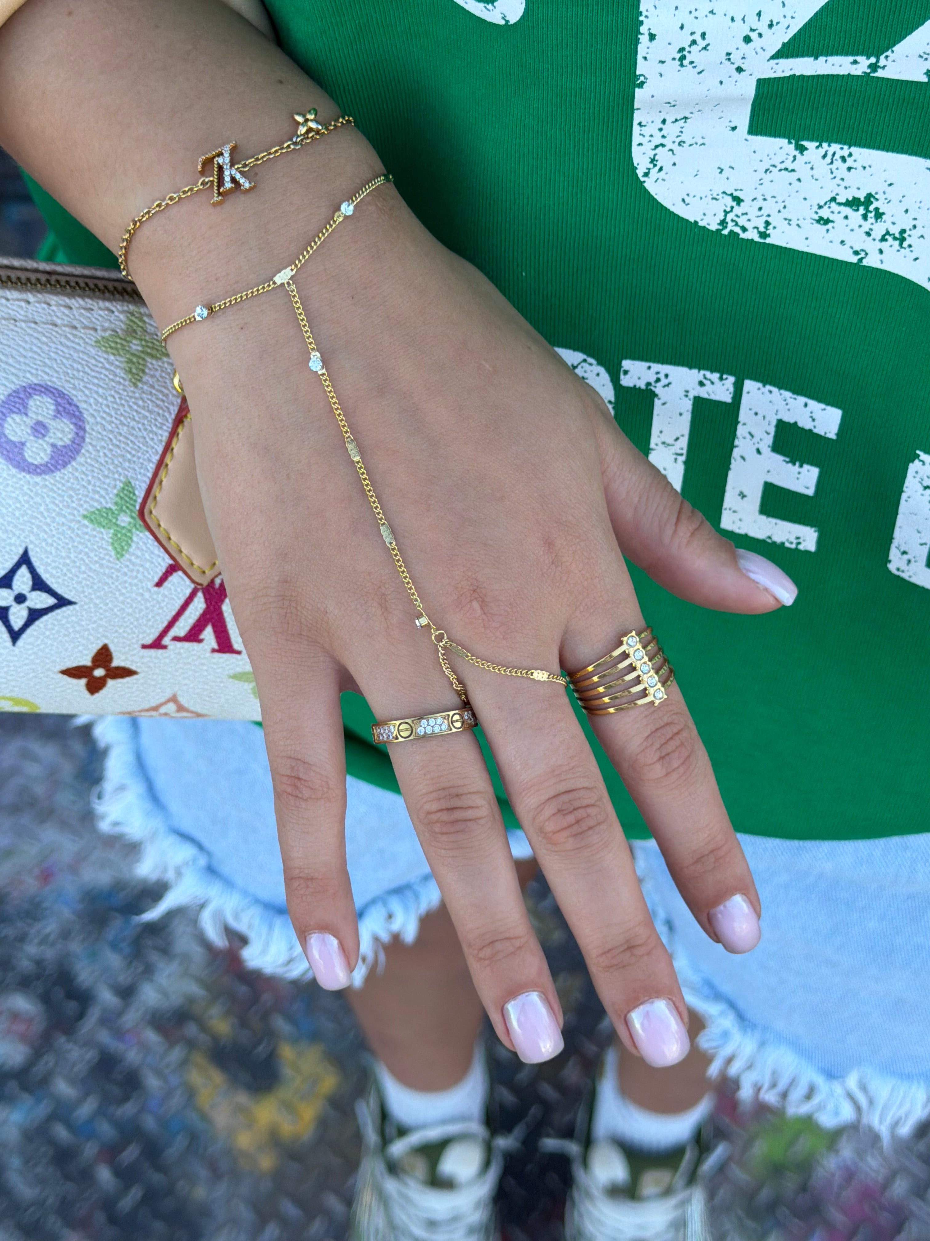 HAND CHAIN GOLD STRASS
