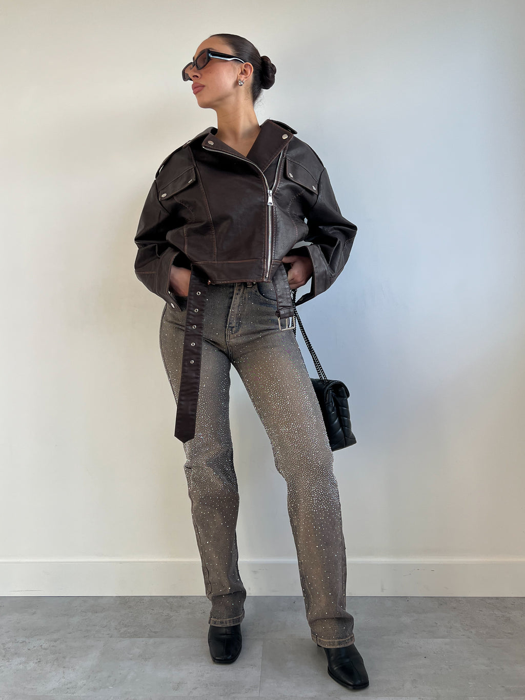 SHIMMER STRETCH JEANS BROWN