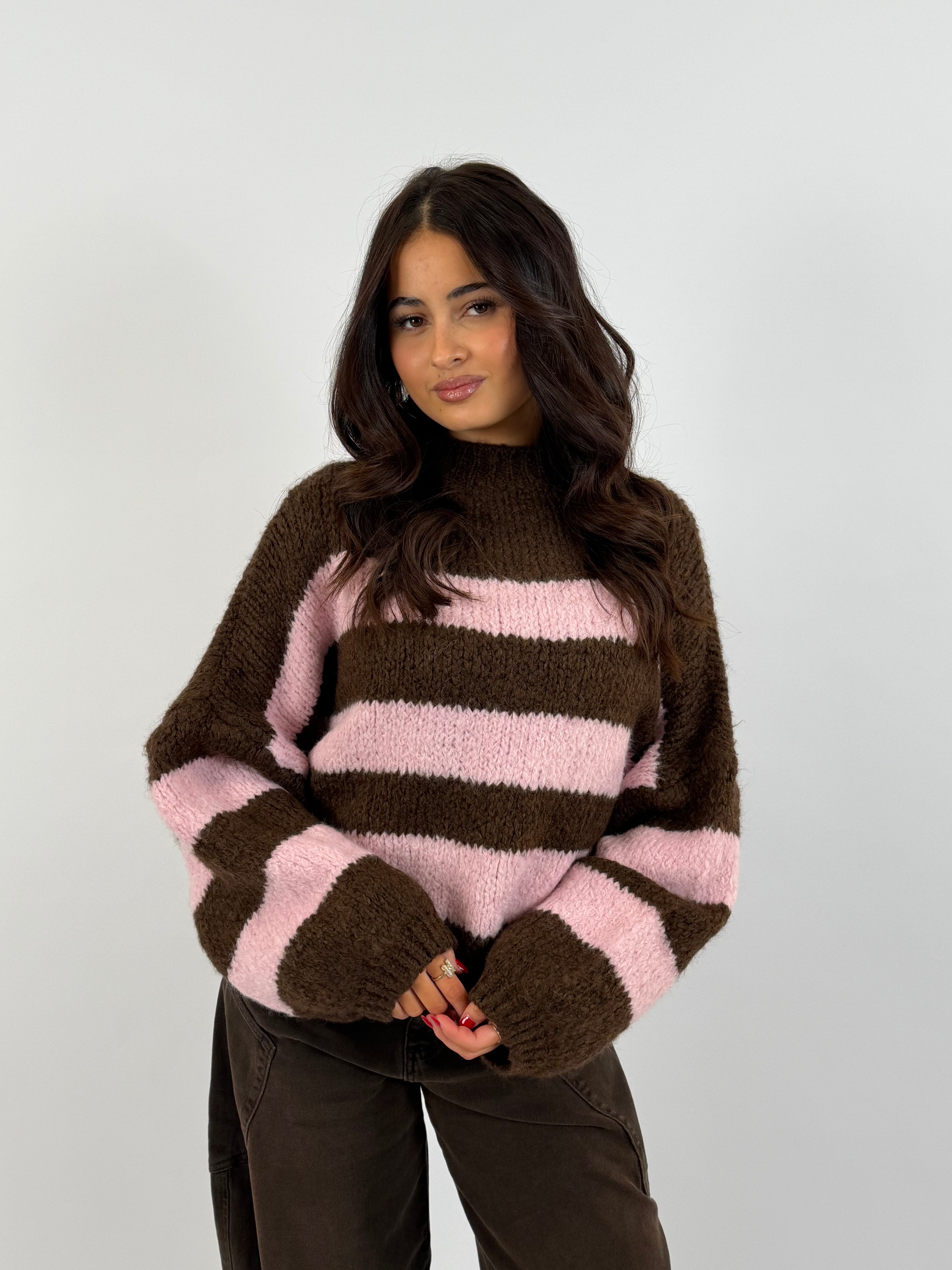 JANE KNIT BROWN/PINK