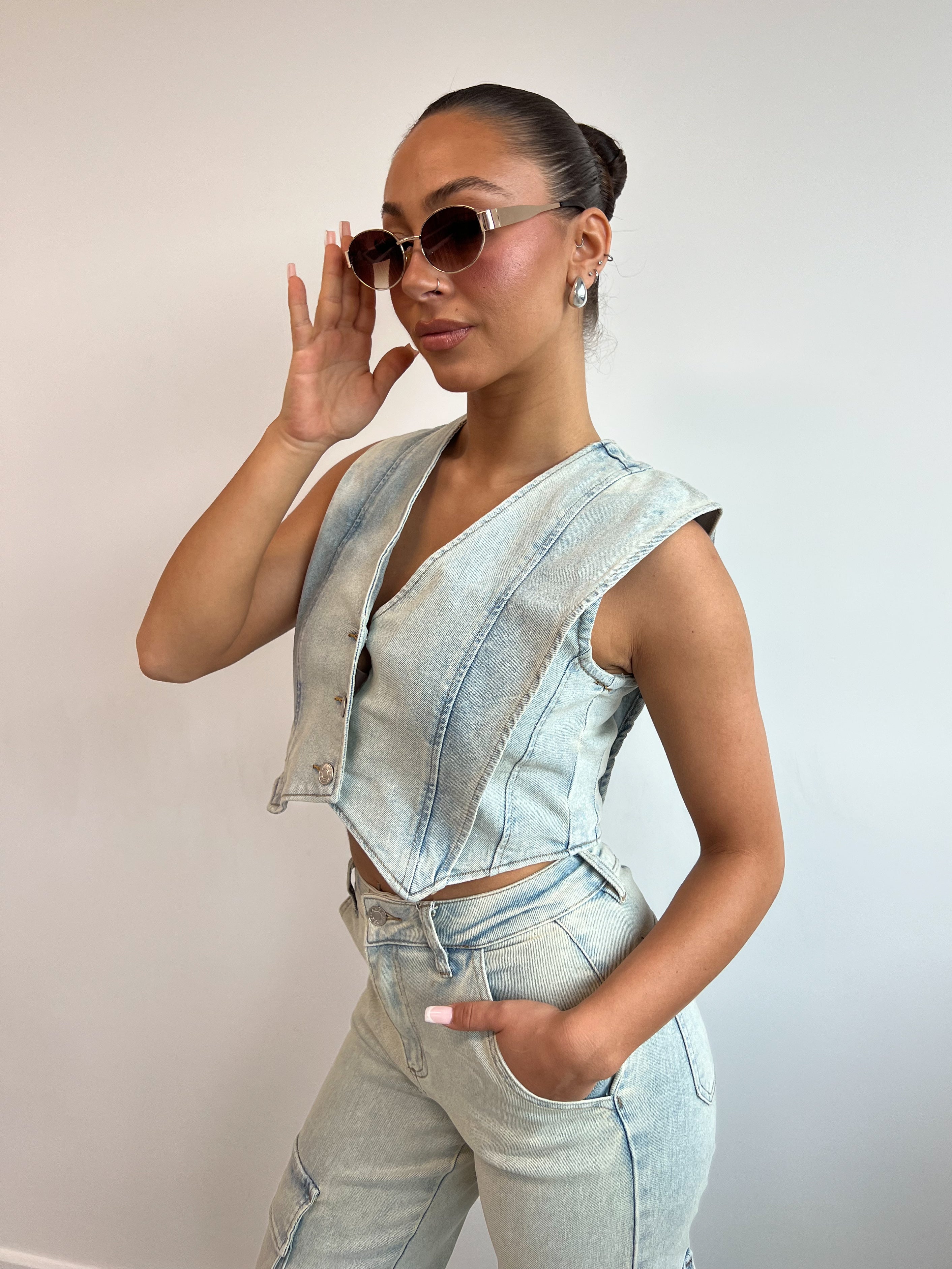 LIGHT WASH DENIM CORSET 091