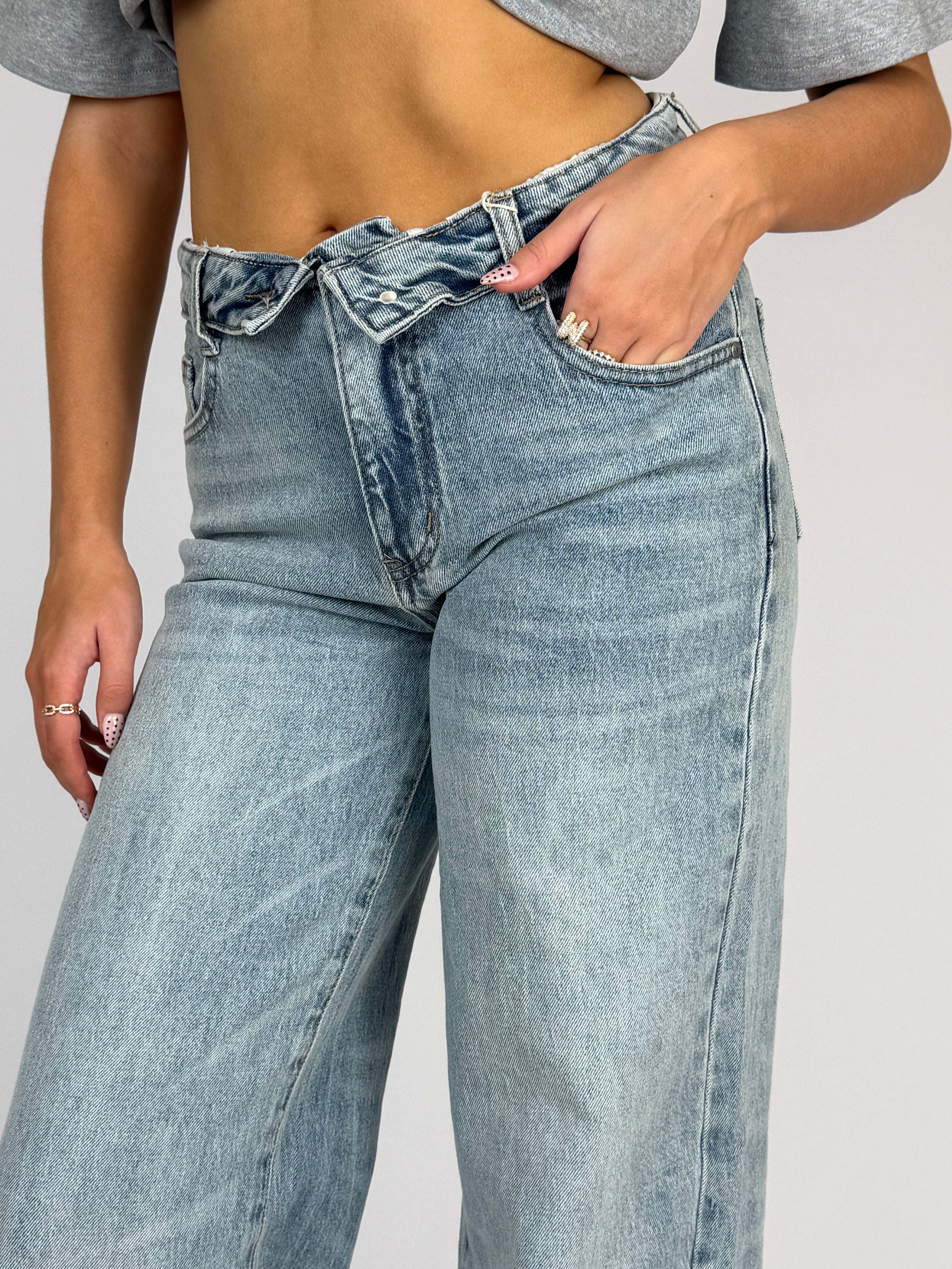FOLDED WAIST STRETCH JEANS VINTAGE